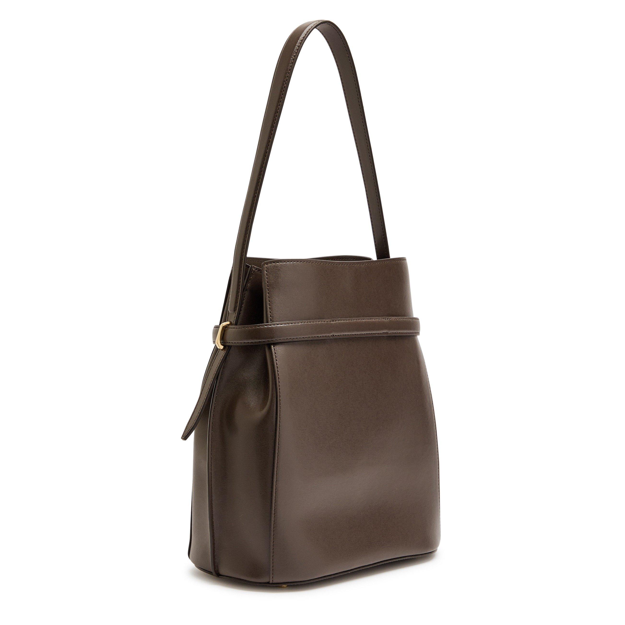 CHOCOLATE - Toteme - Women's Belted Leather Bucket Bag - 2