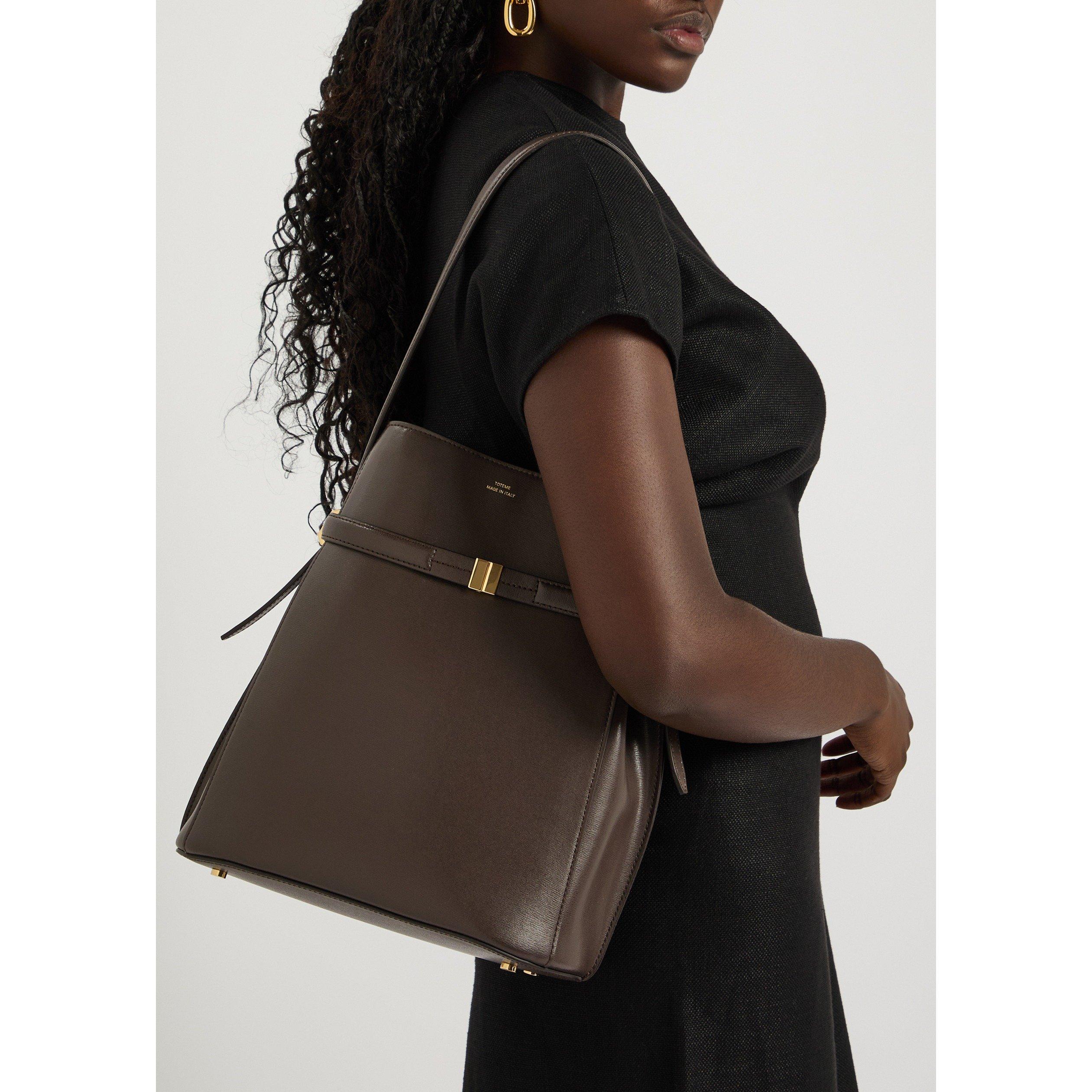 CHOCOLATE - Toteme - Women's Belted Leather Bucket Bag - 3