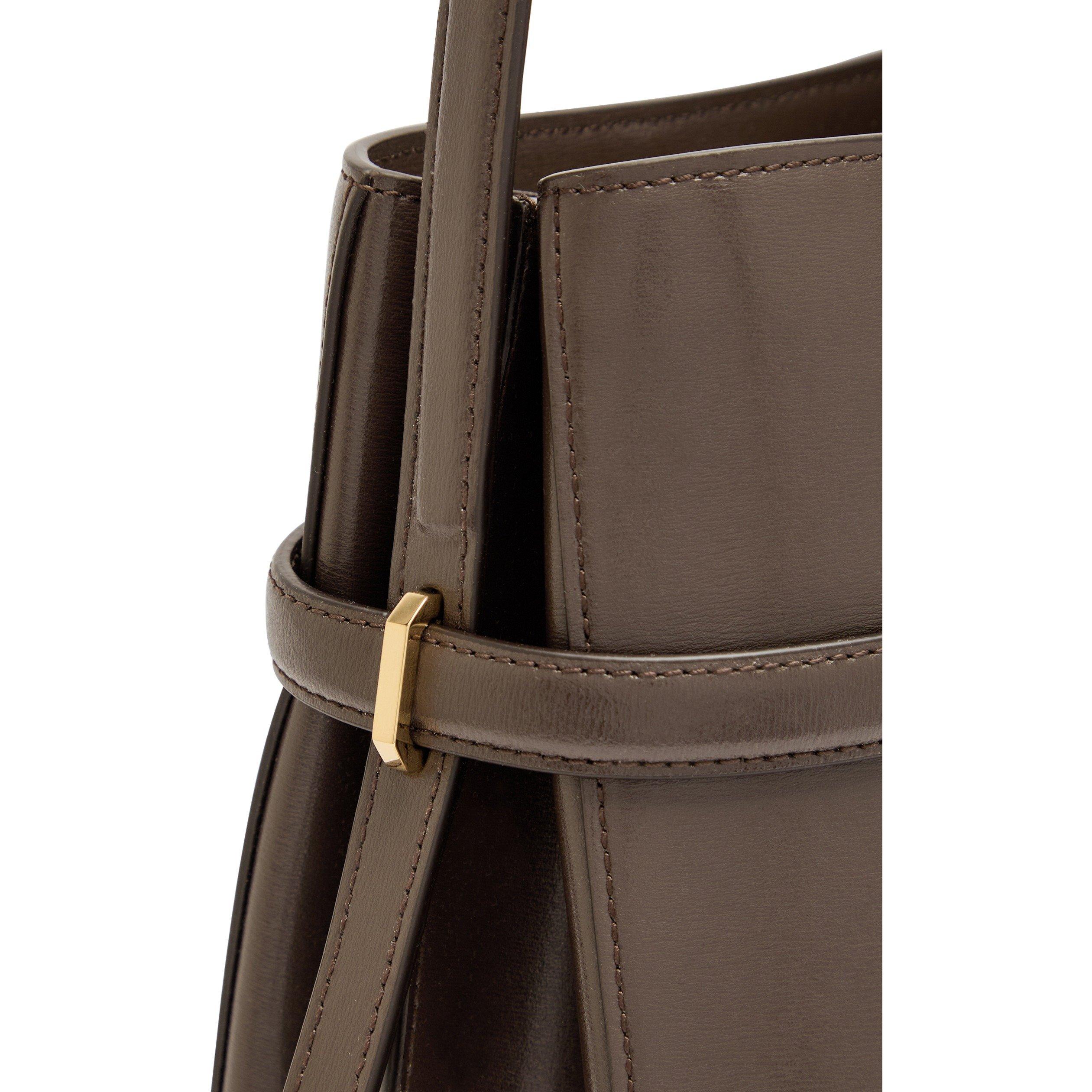 CHOCOLATE - Toteme - Women's Belted Leather Bucket Bag - 4