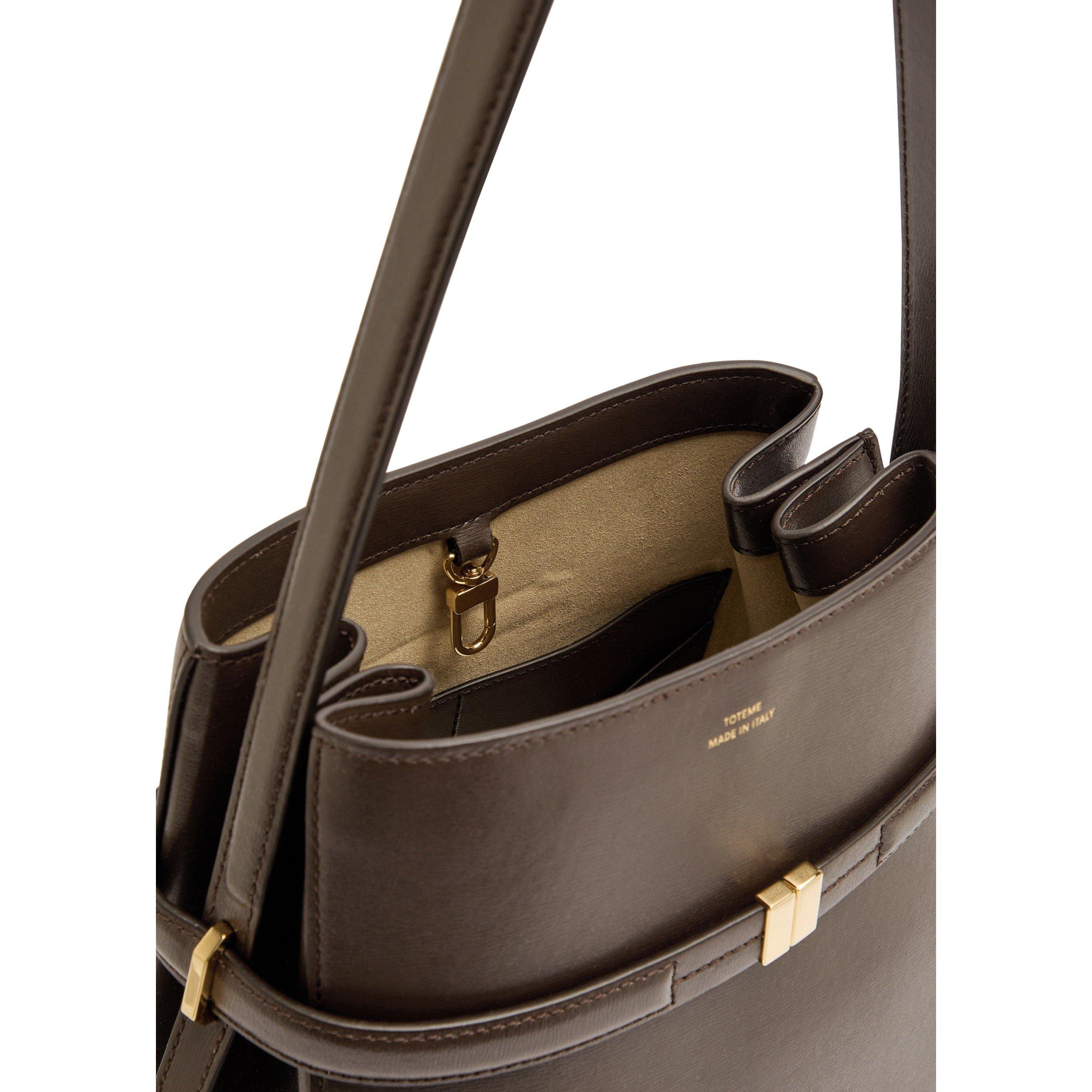 CHOCOLATE - Toteme - Women's Belted Leather Bucket Bag - 5