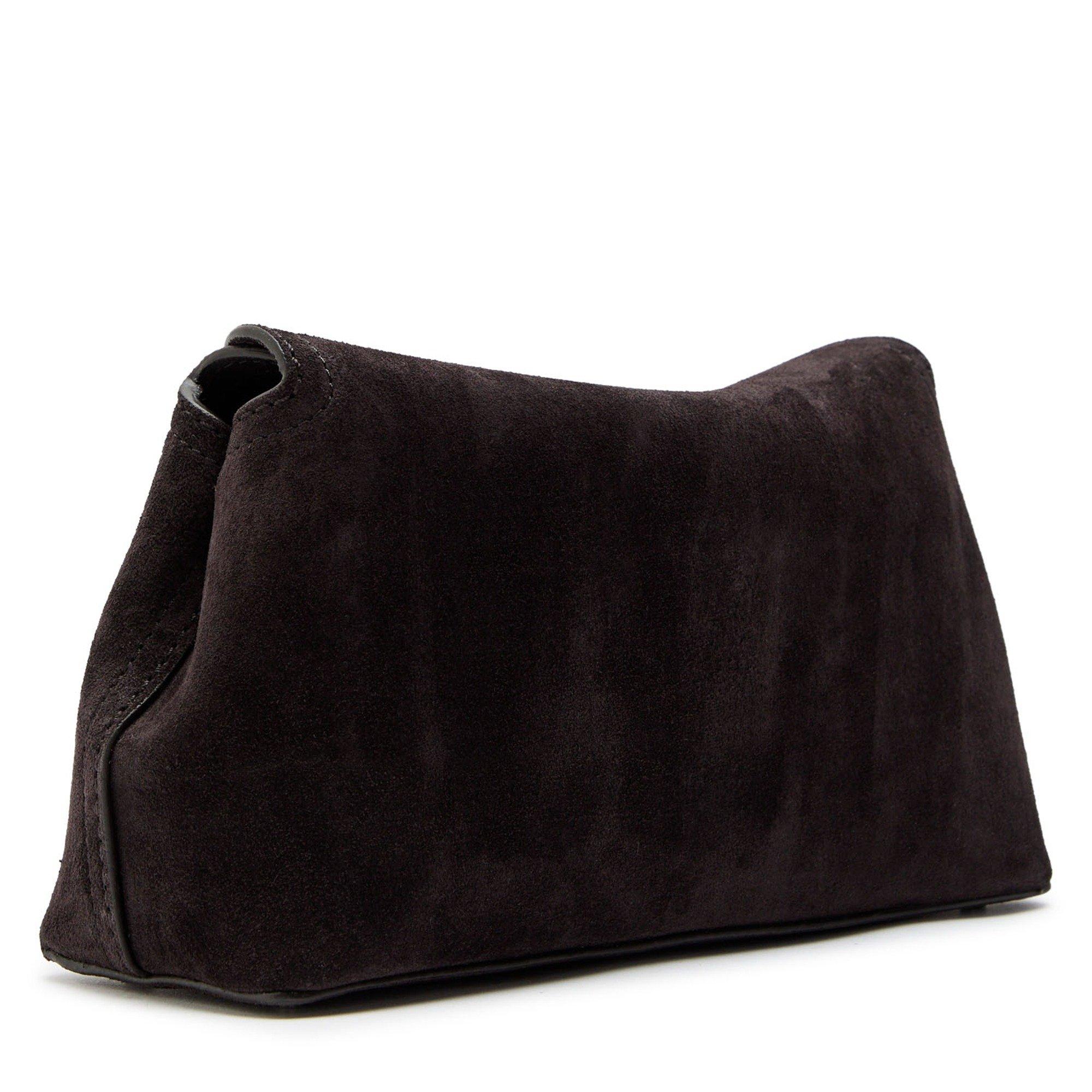DARK BROWN - Toteme - Women's T-Lock Suede Clutch Bag - 2