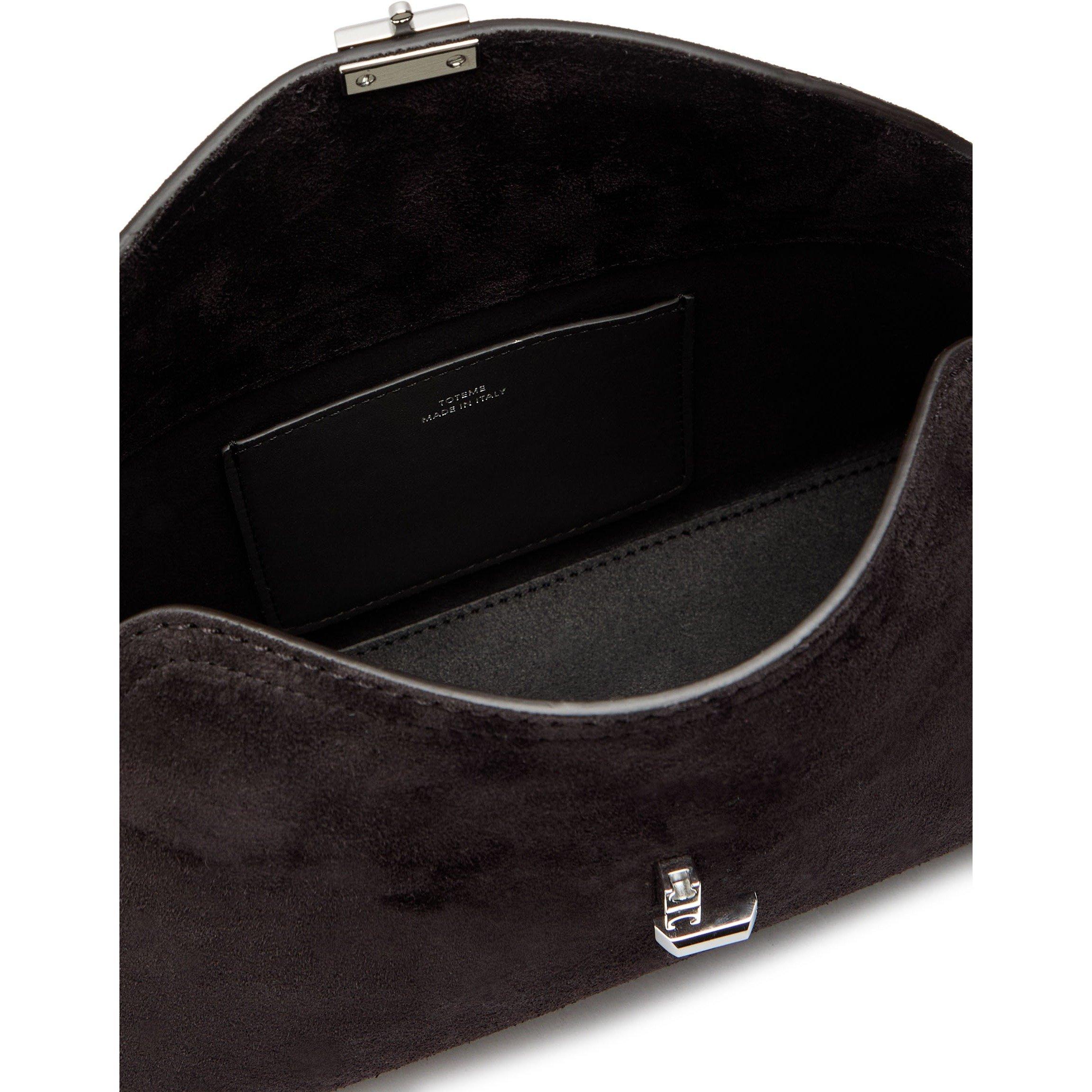 DARK BROWN - Toteme - Women's T-Lock Suede Clutch Bag - 5