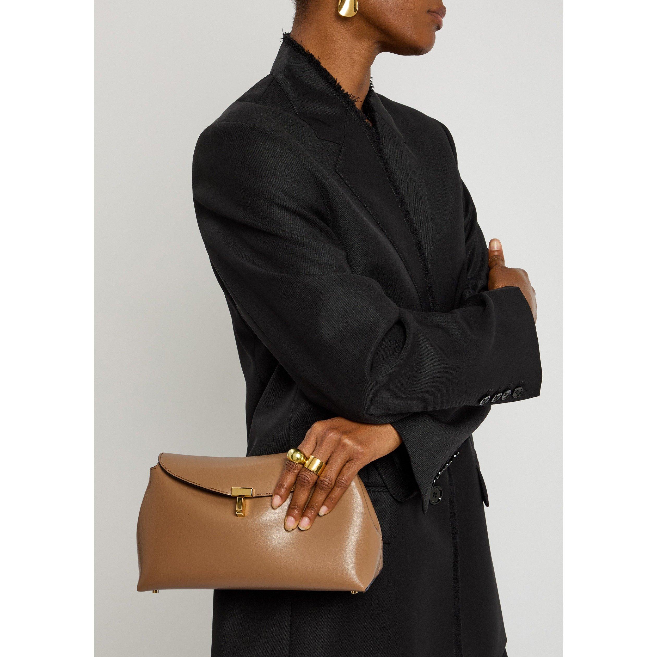 CAMEL - Toteme - T-LOCK LEATHER CLUTCH - 3