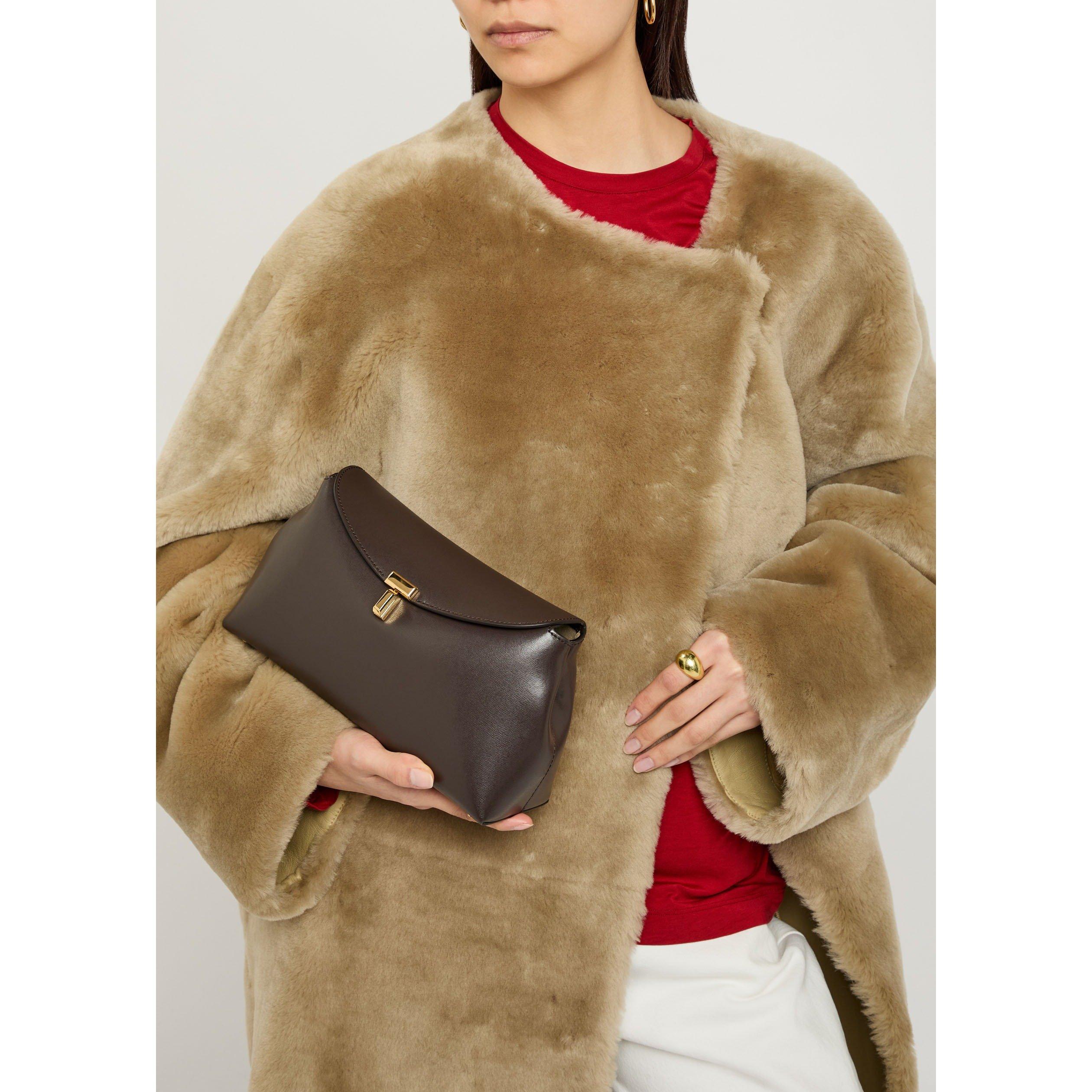 CHOCOLATE - Toteme - Women's T-Lock Leather Clutch Bag - 3