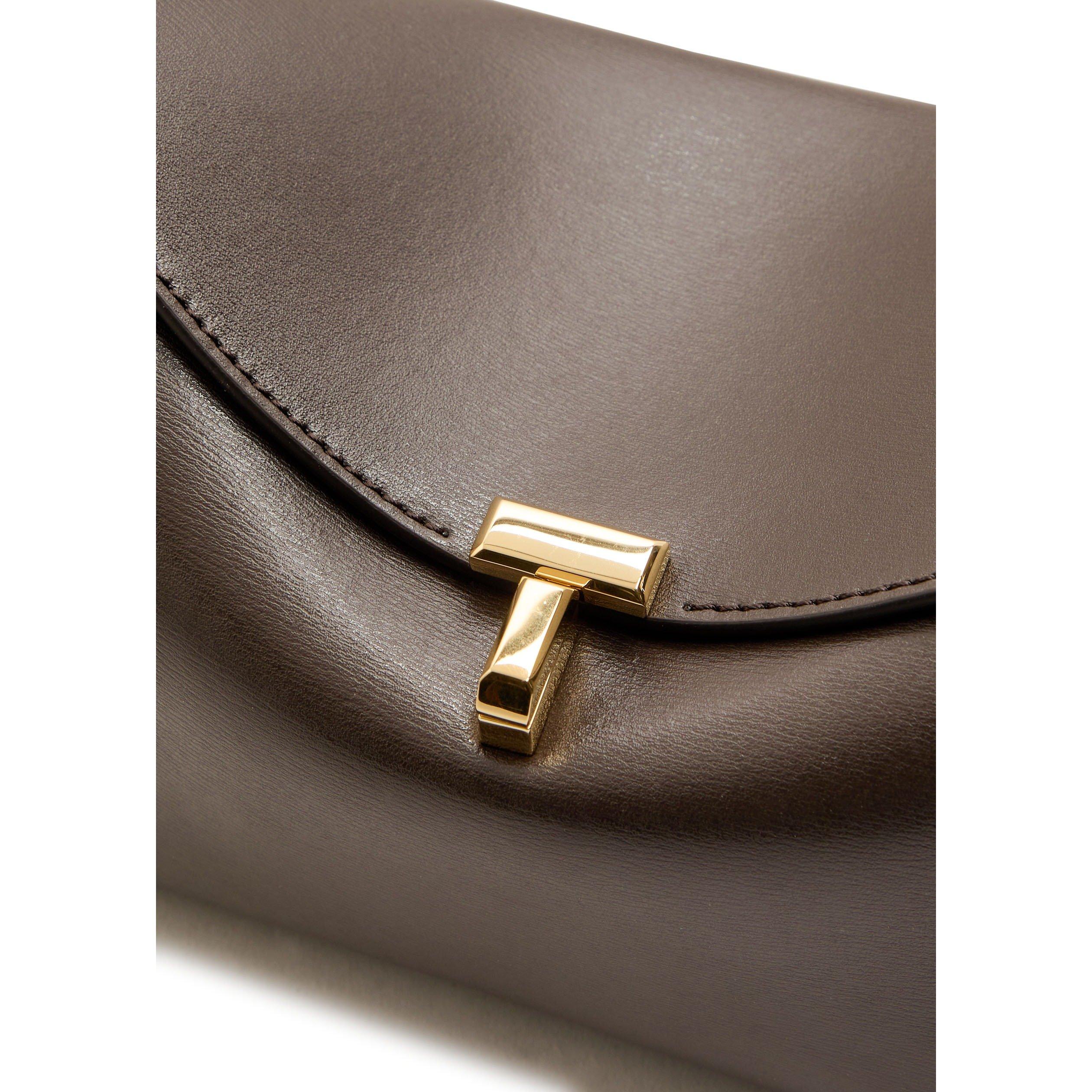 CHOCOLATE - Toteme - Women's T-Lock Leather Clutch Bag - 4