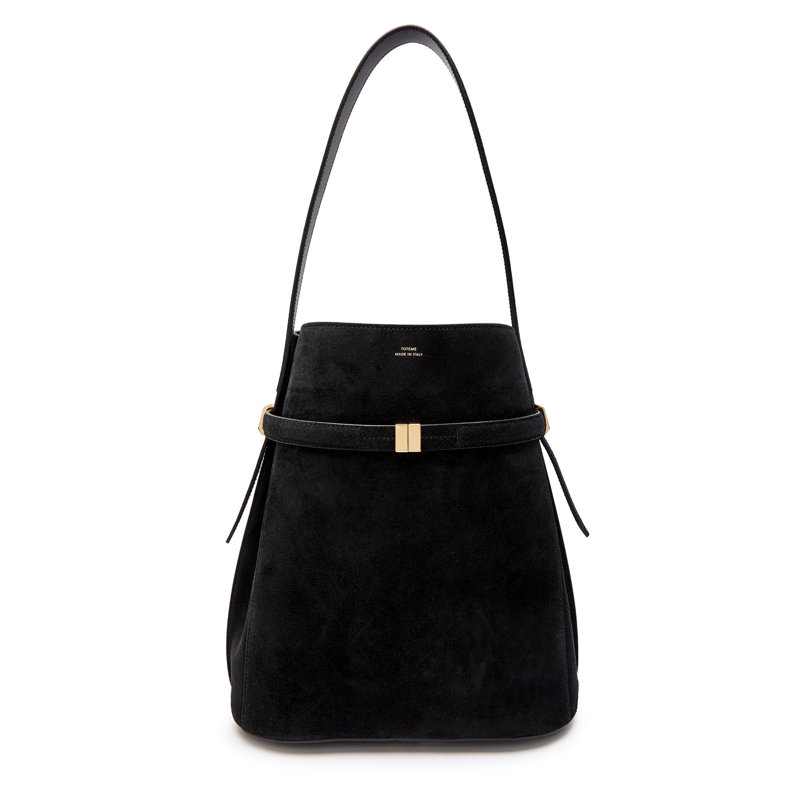 BLACK - Toteme - BELTED SUEDE BUCKET BAG