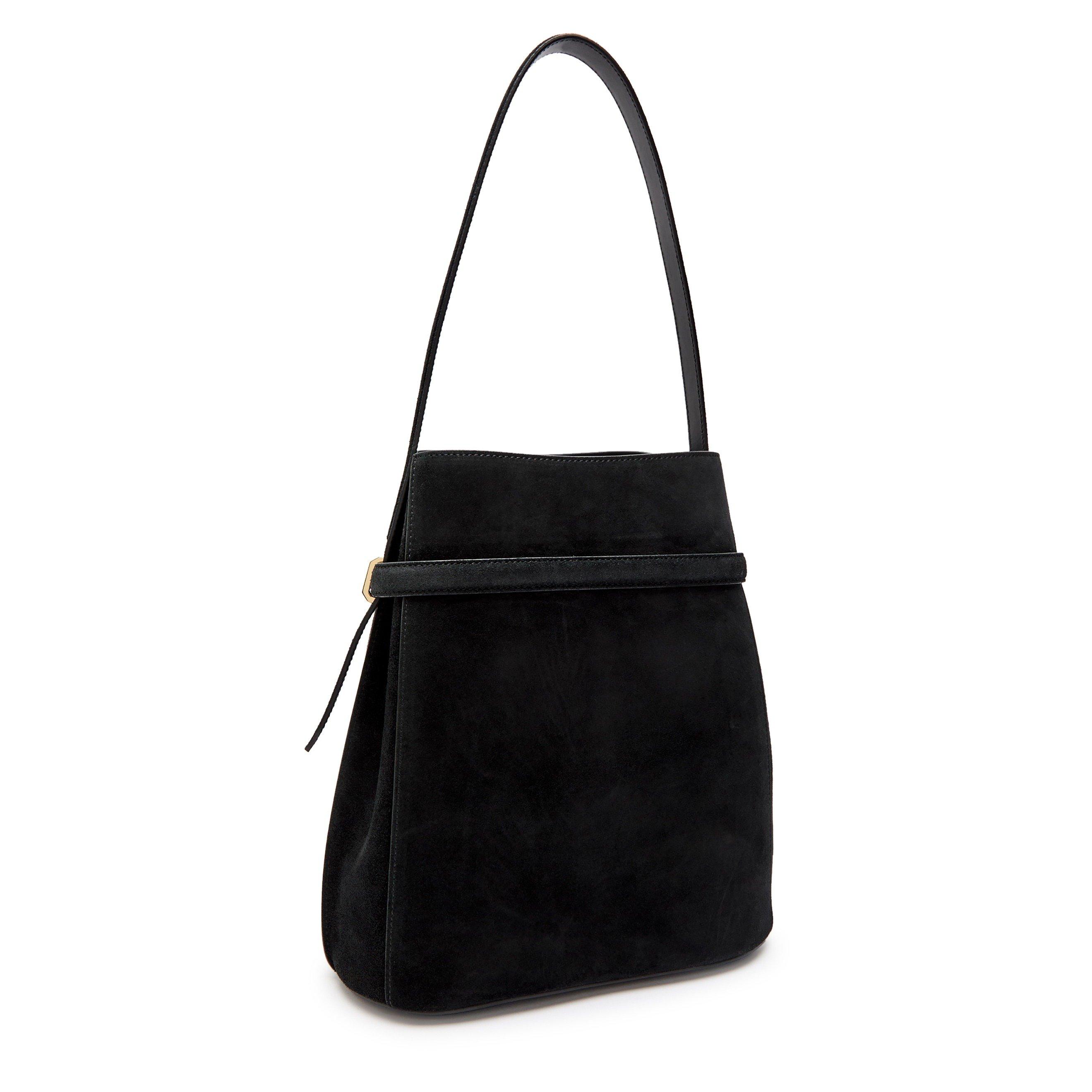 BLACK - Toteme - Women's Belted Suede Bucket Bag - 2