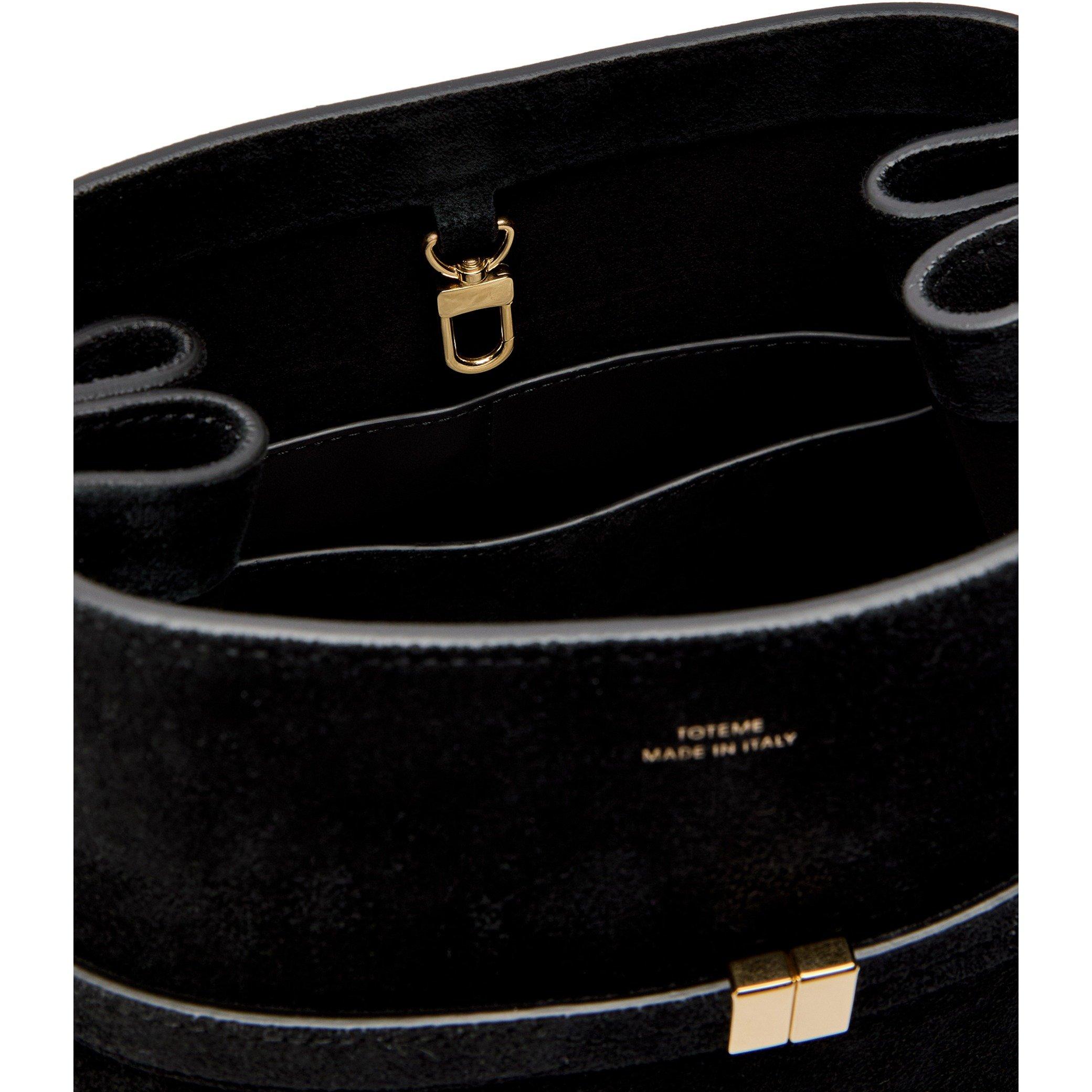 BLACK - Toteme - Women's Belted Suede Bucket Bag - 5