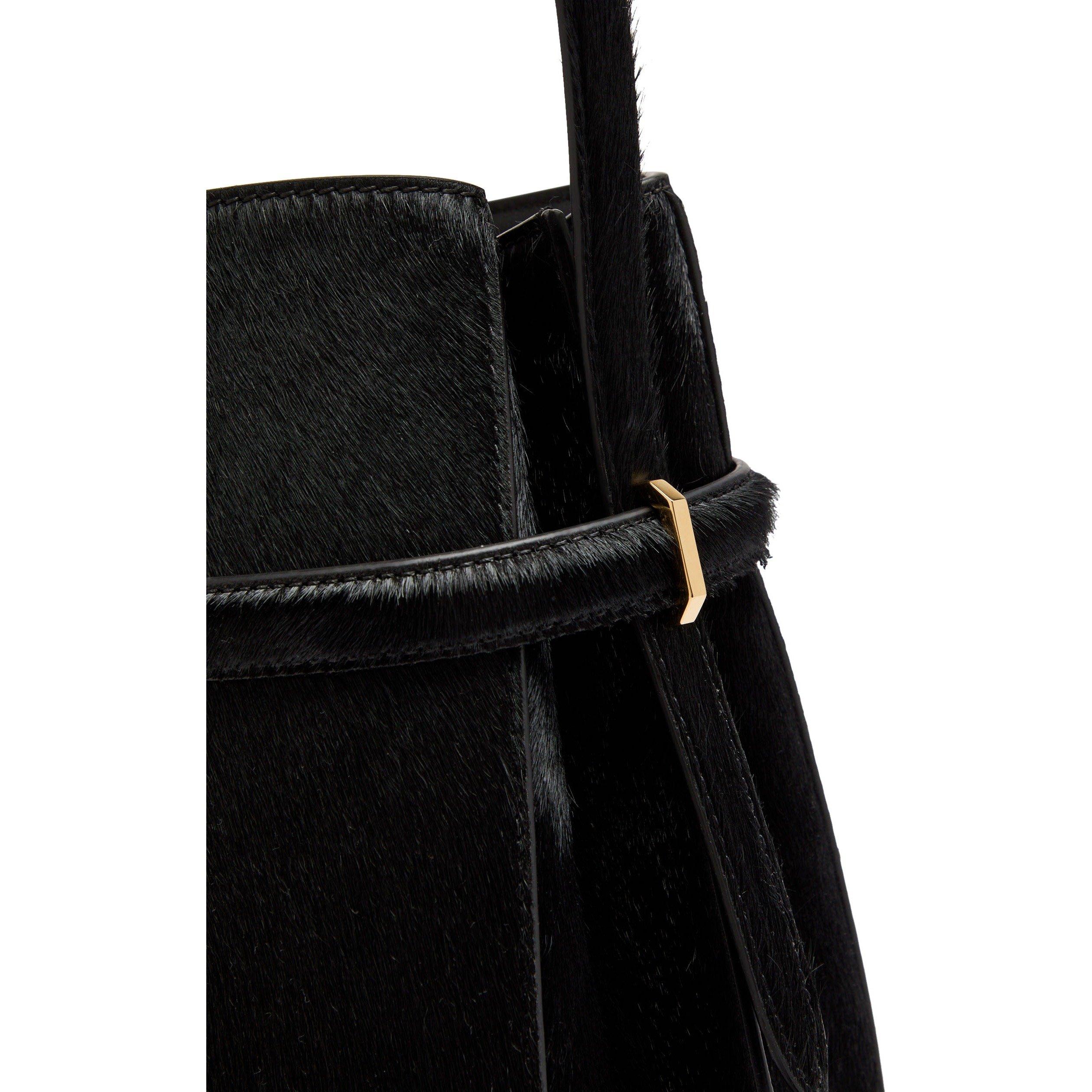 BLACK - Toteme - BELTED PONY HAIR BUCKET BAG - 4