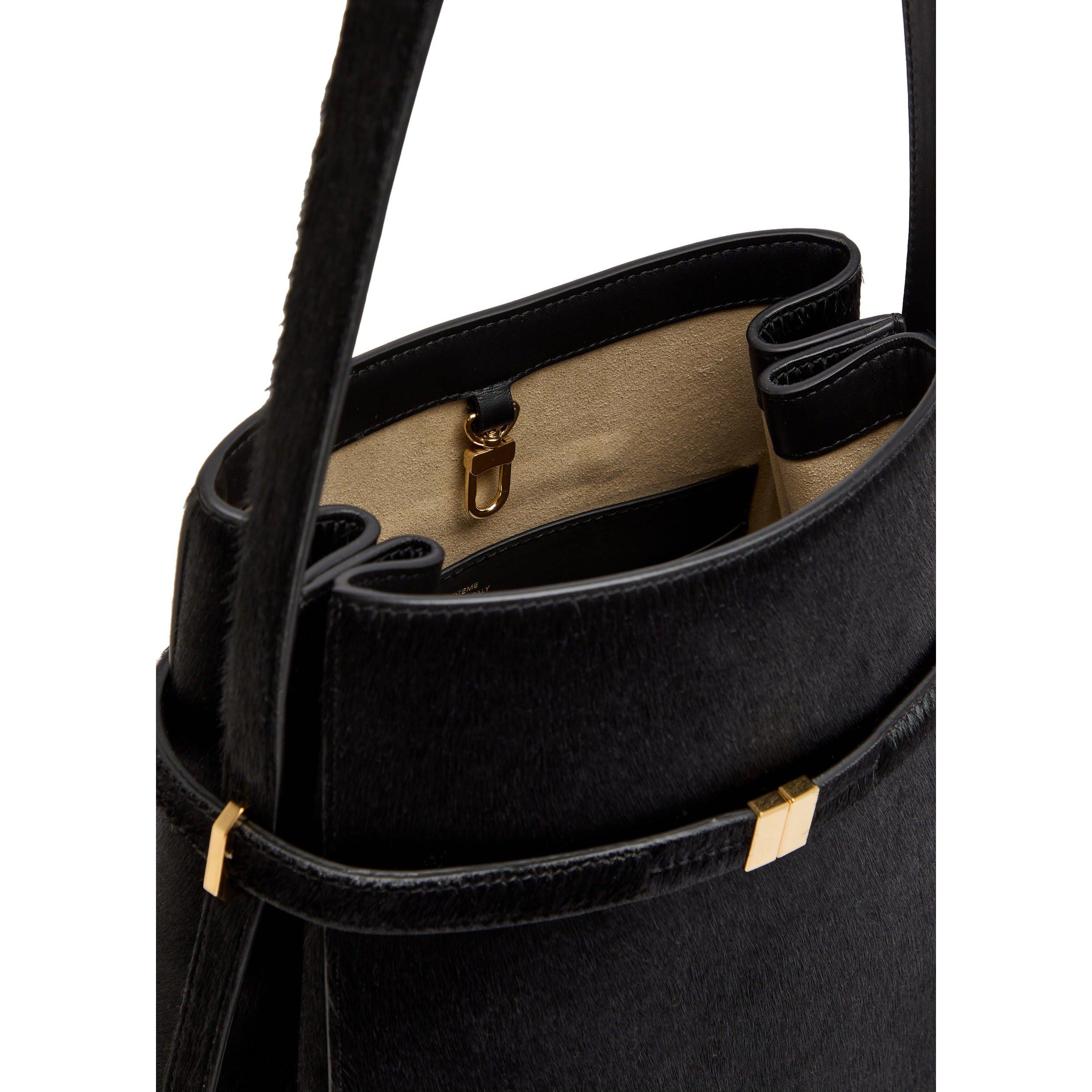 BLACK - Toteme - BELTED PONY HAIR BUCKET BAG - 5