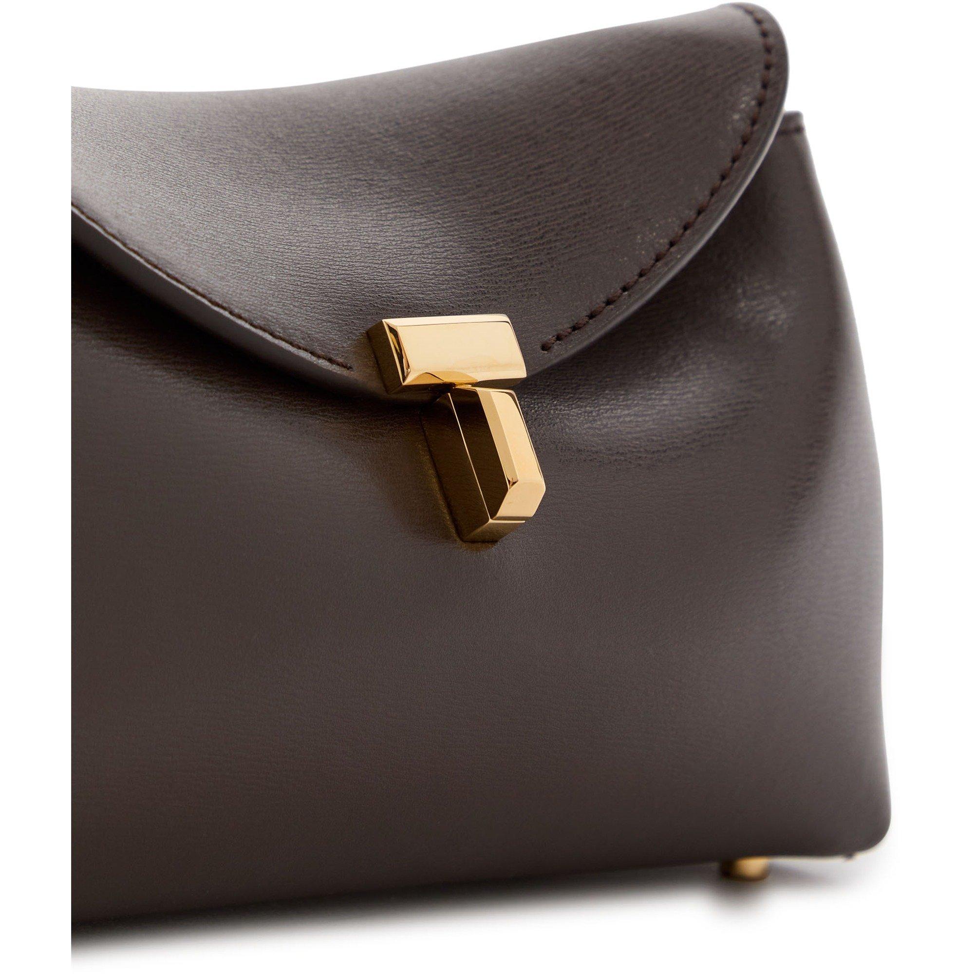 CHOCOLATE - Toteme - MINI T-LOCK LEATHER CLUTCH - 4