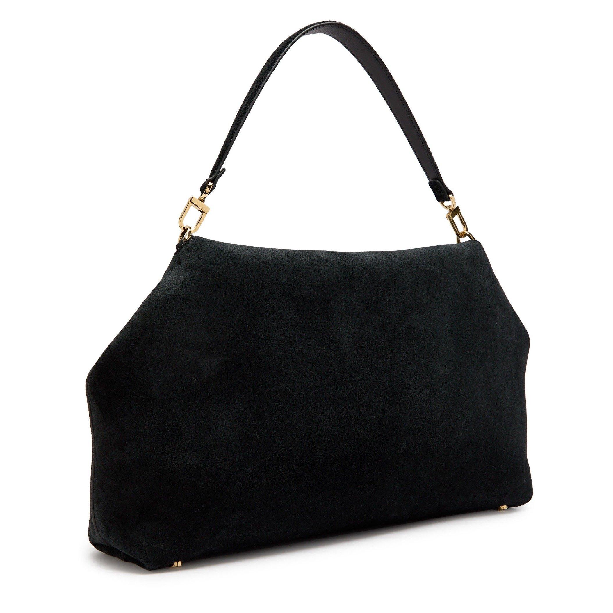 BLACK - Toteme - Women's T-Lock Suede Satchel Bag - 2