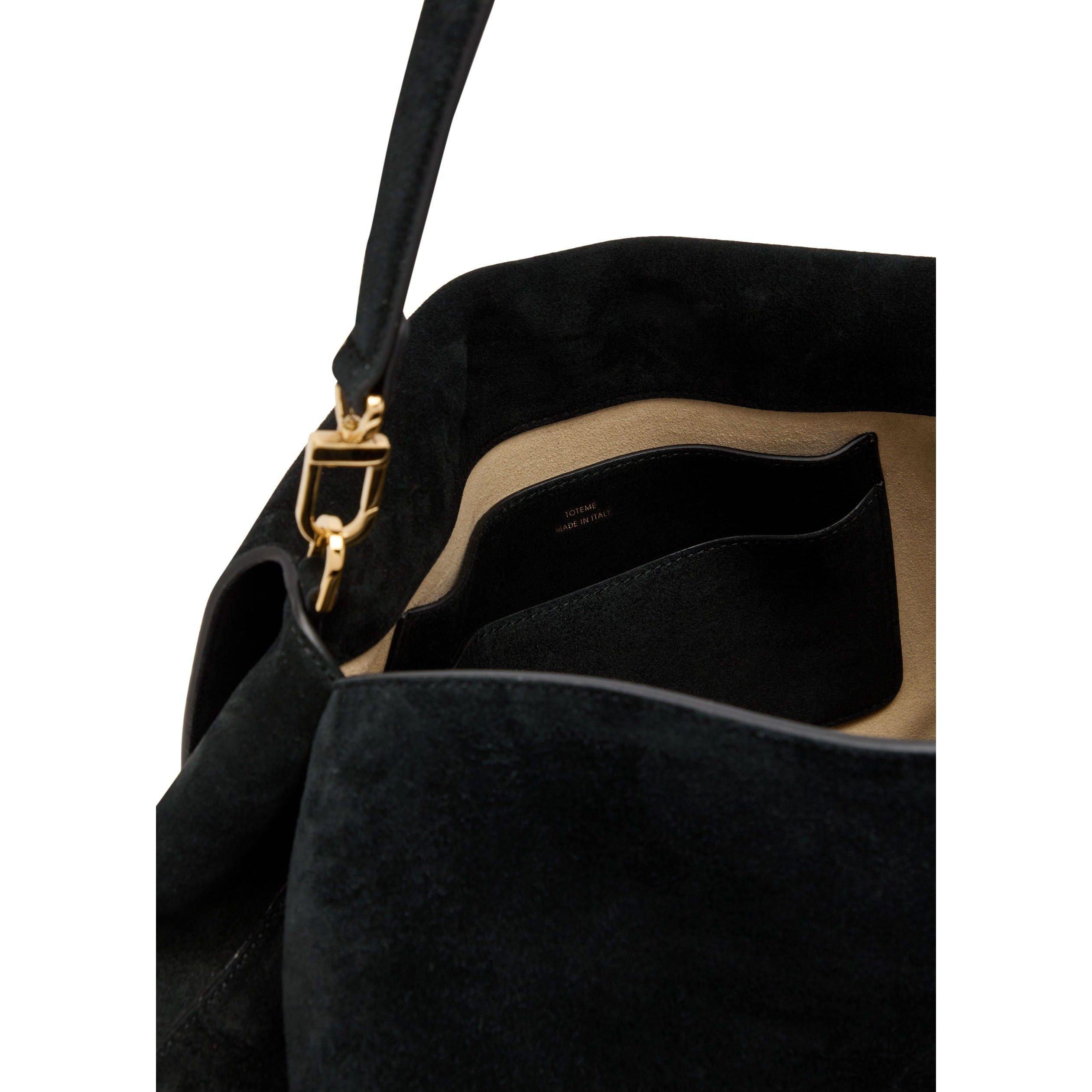 BLACK - Toteme - Women's T-Lock Suede Satchel Bag - 5