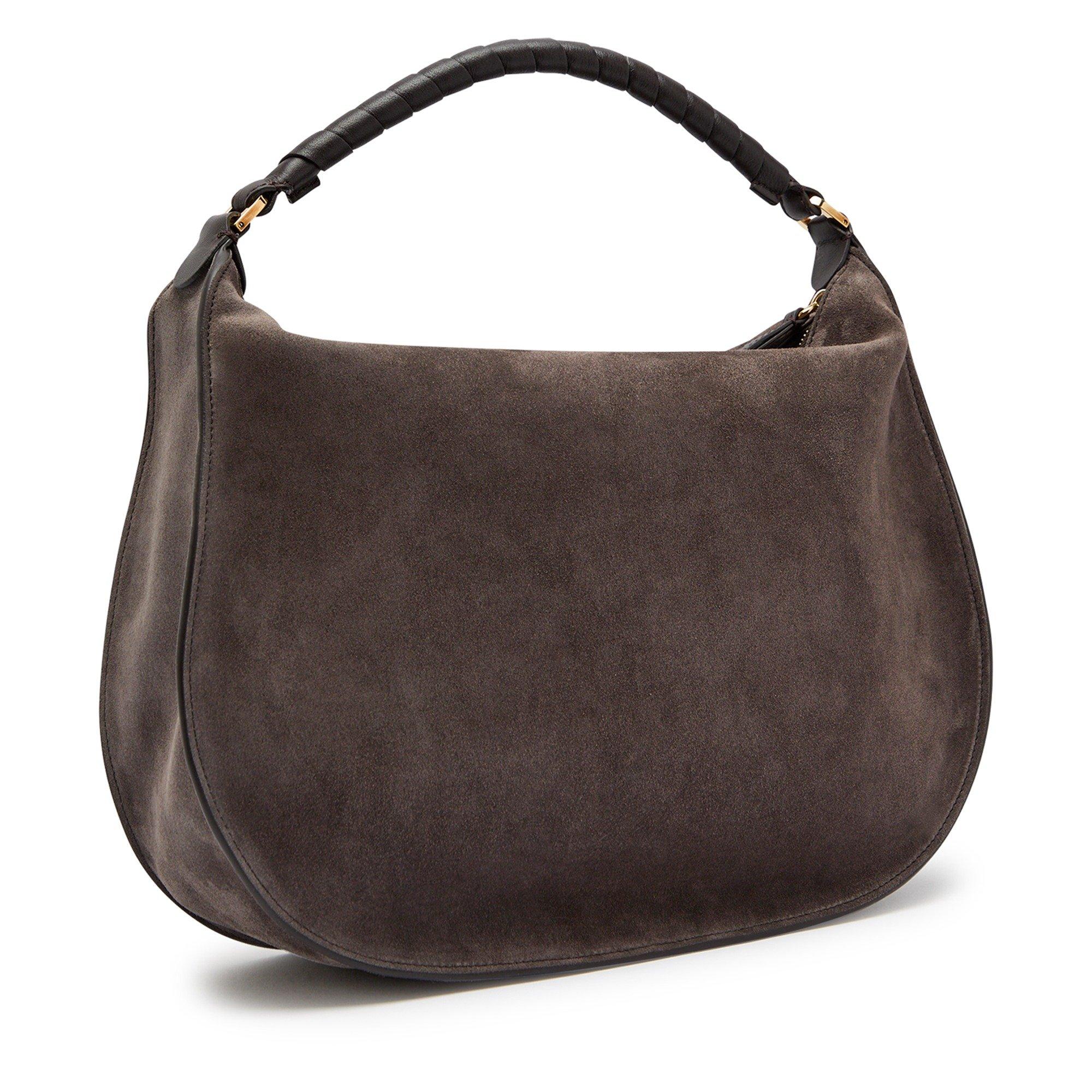 DARK BROWN - Chloe - Women's Marcie Suede Shoulder Bag - 2