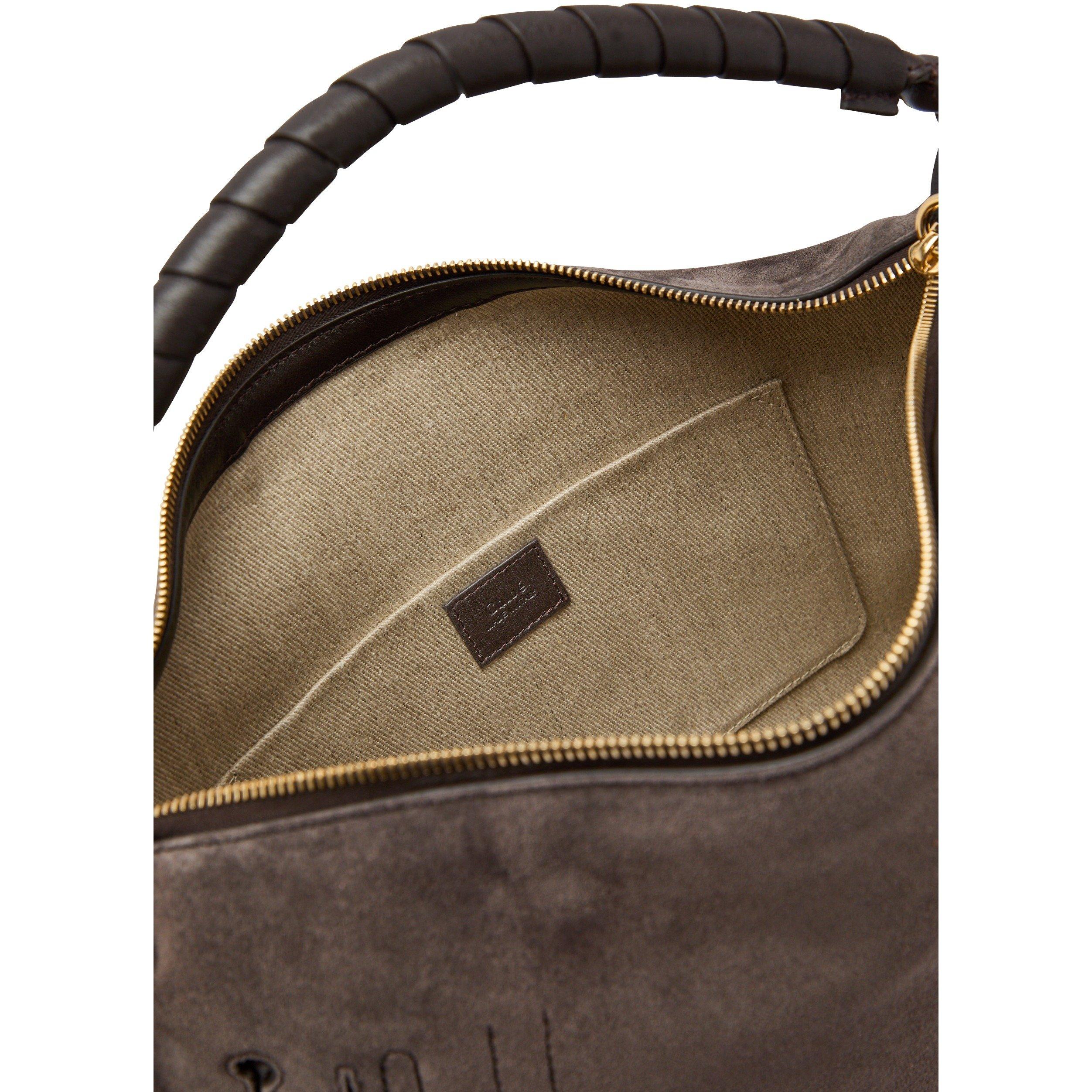 DARK BROWN - Chloe - Women's Marcie Suede Shoulder Bag - 5