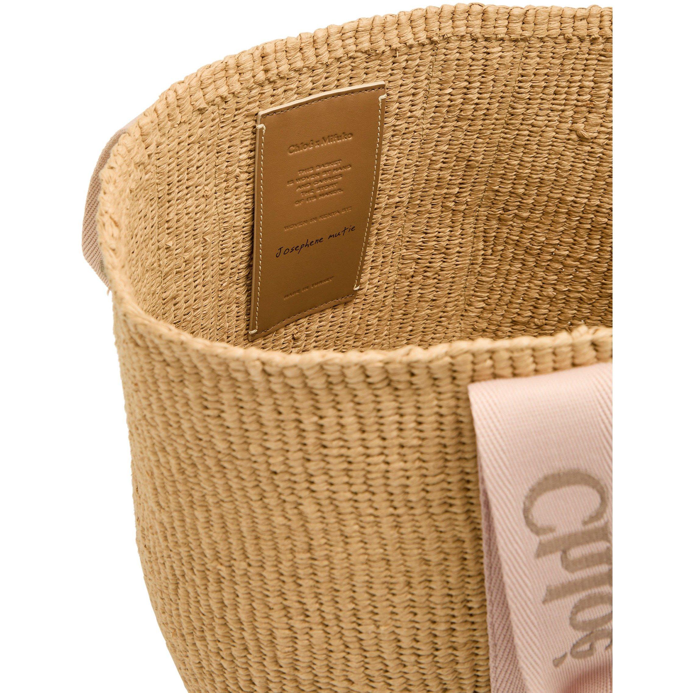 BEIGE - Chloe - Women's Woody Straw Basket Bag - 5