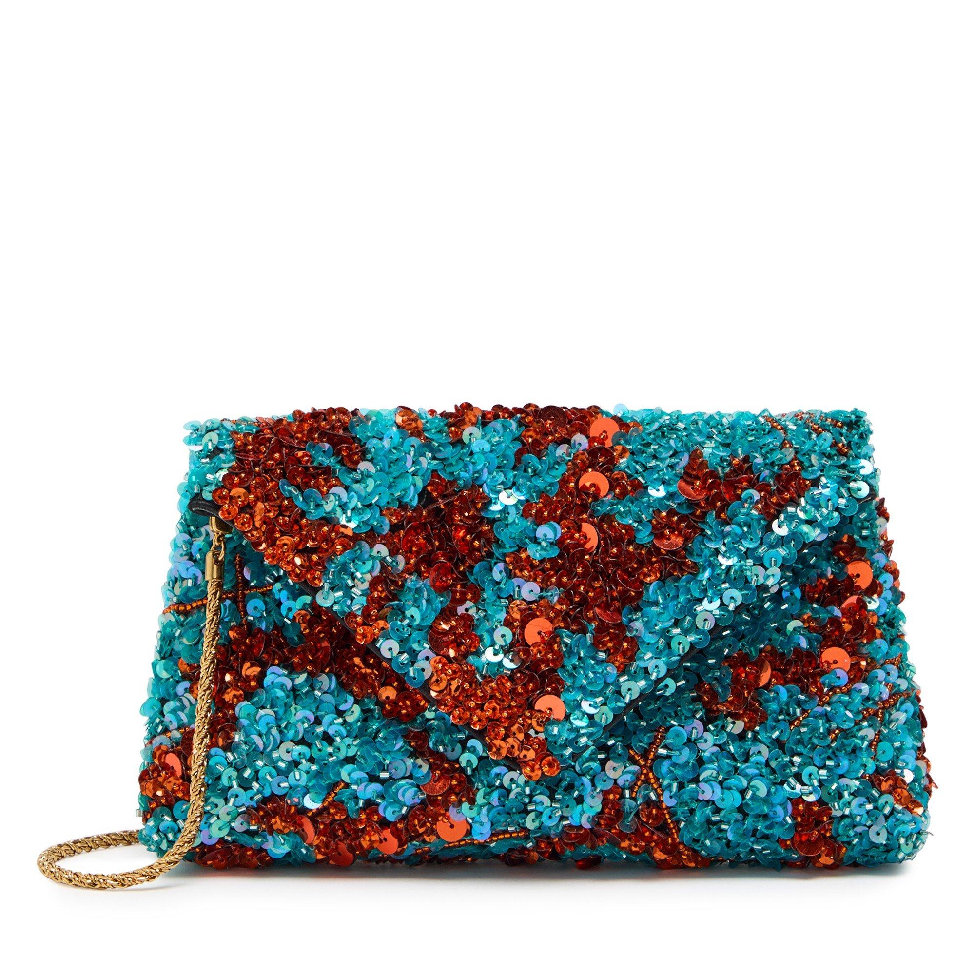 TURQUOISE - Dries Van Noten - Embellished Envelope bag