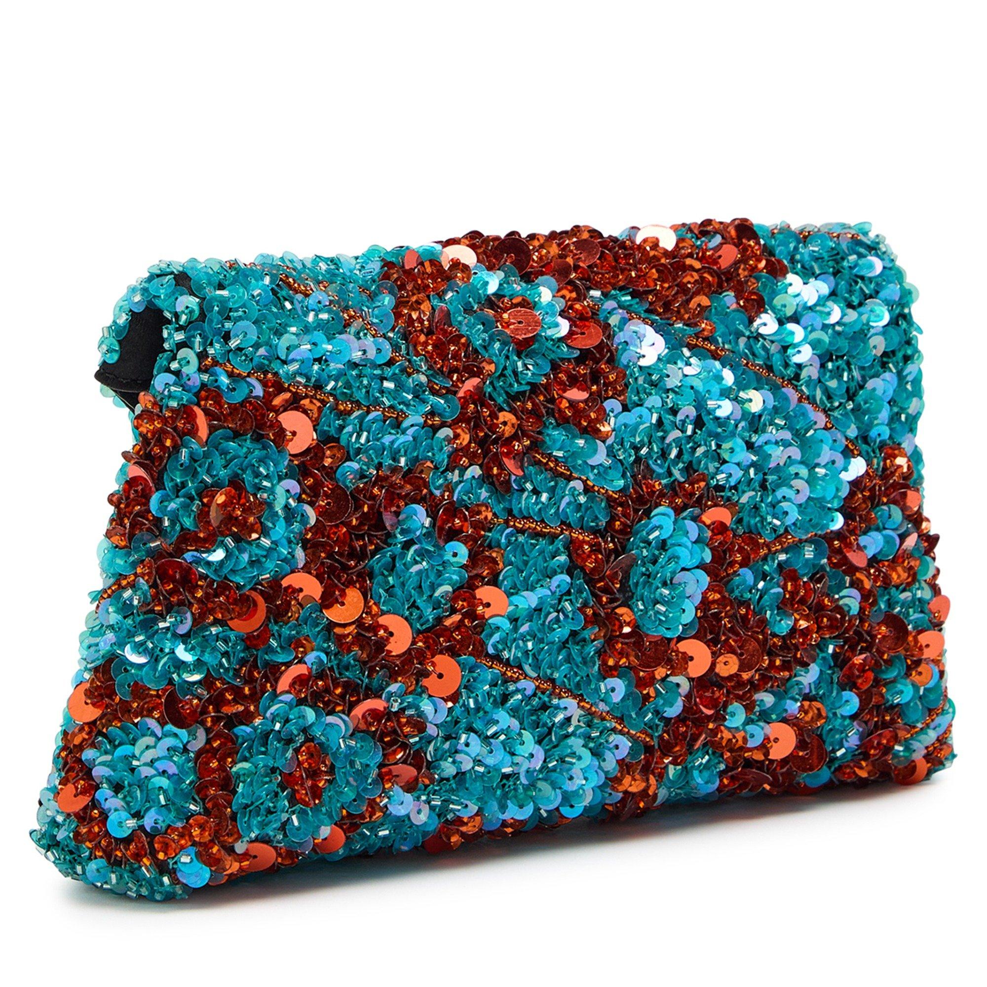 TURQUOISE - Dries Van Noten - Women's Envelope Embellished Silk Clutch Bag - 2