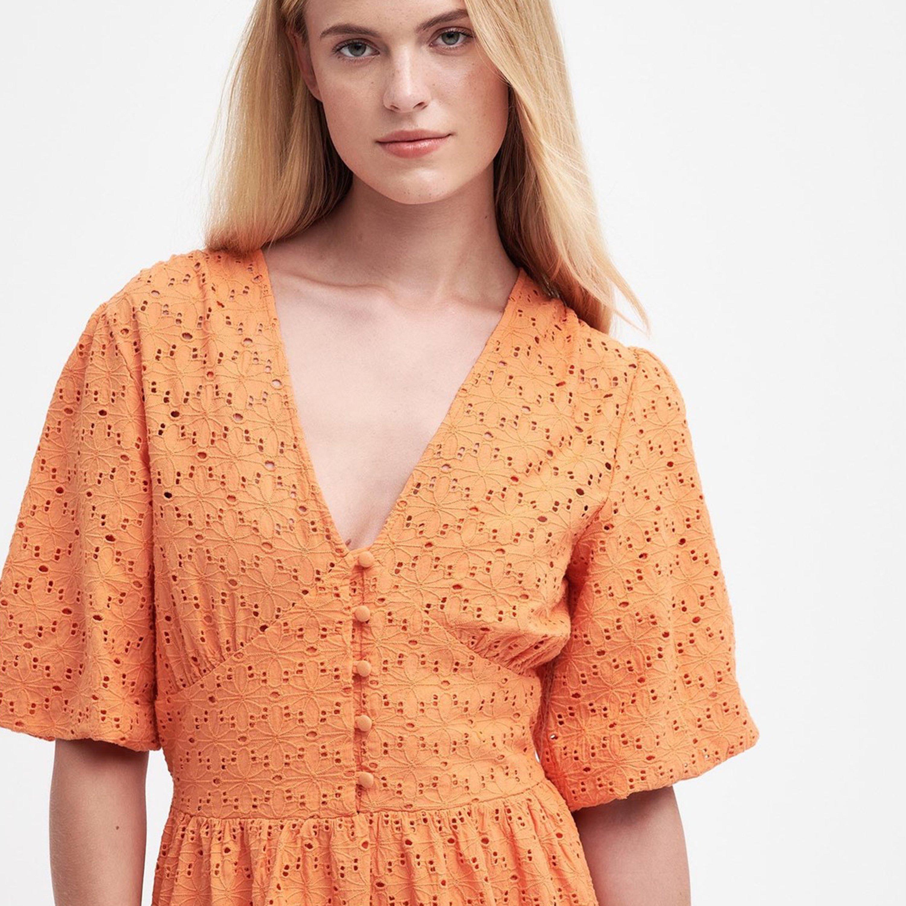 Apricot Crush - Barbour - Kelley Broderie Anglaise Midi Dress - 2