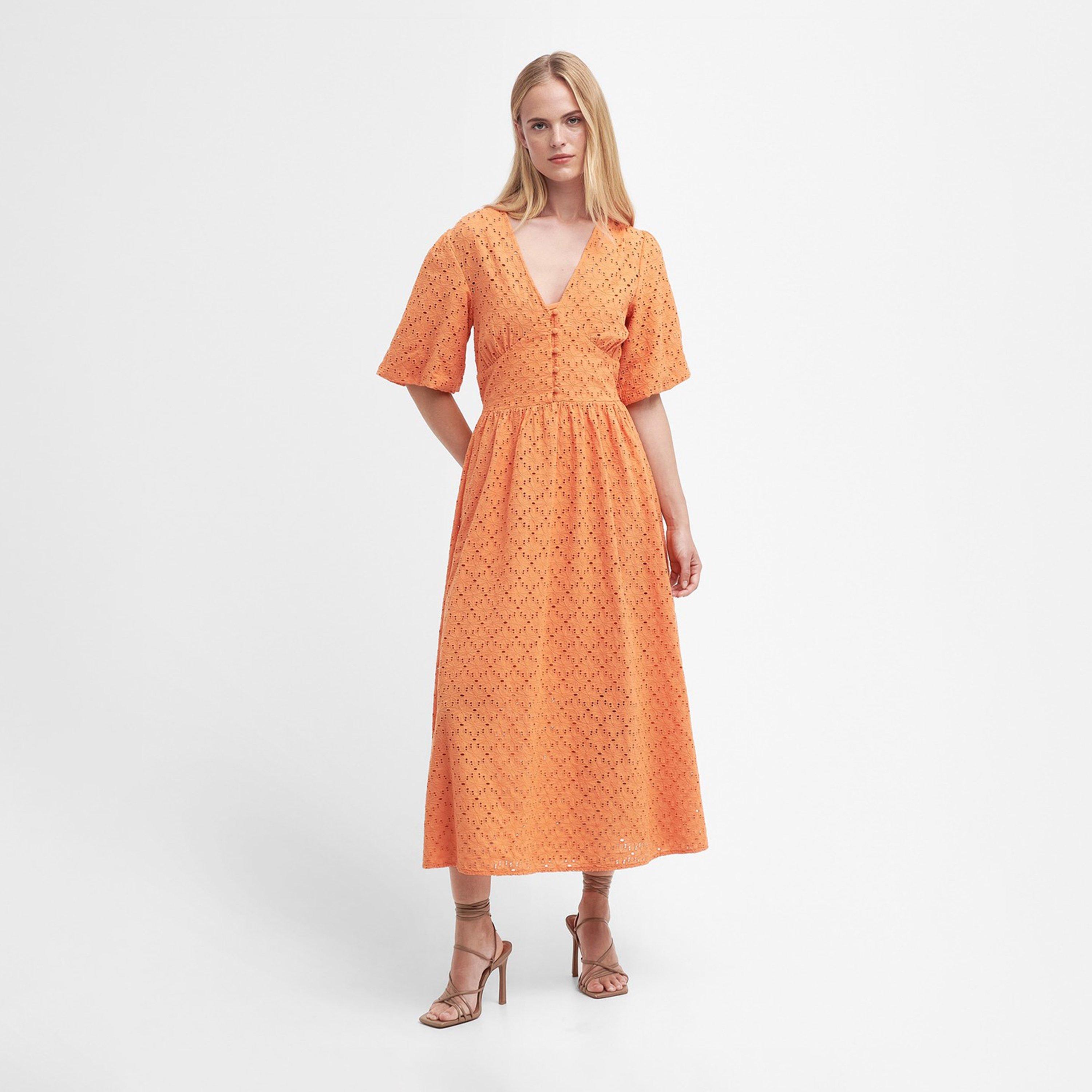 Apricot Crush - Barbour - Kelley Broderie Anglaise Midi Dress - 5