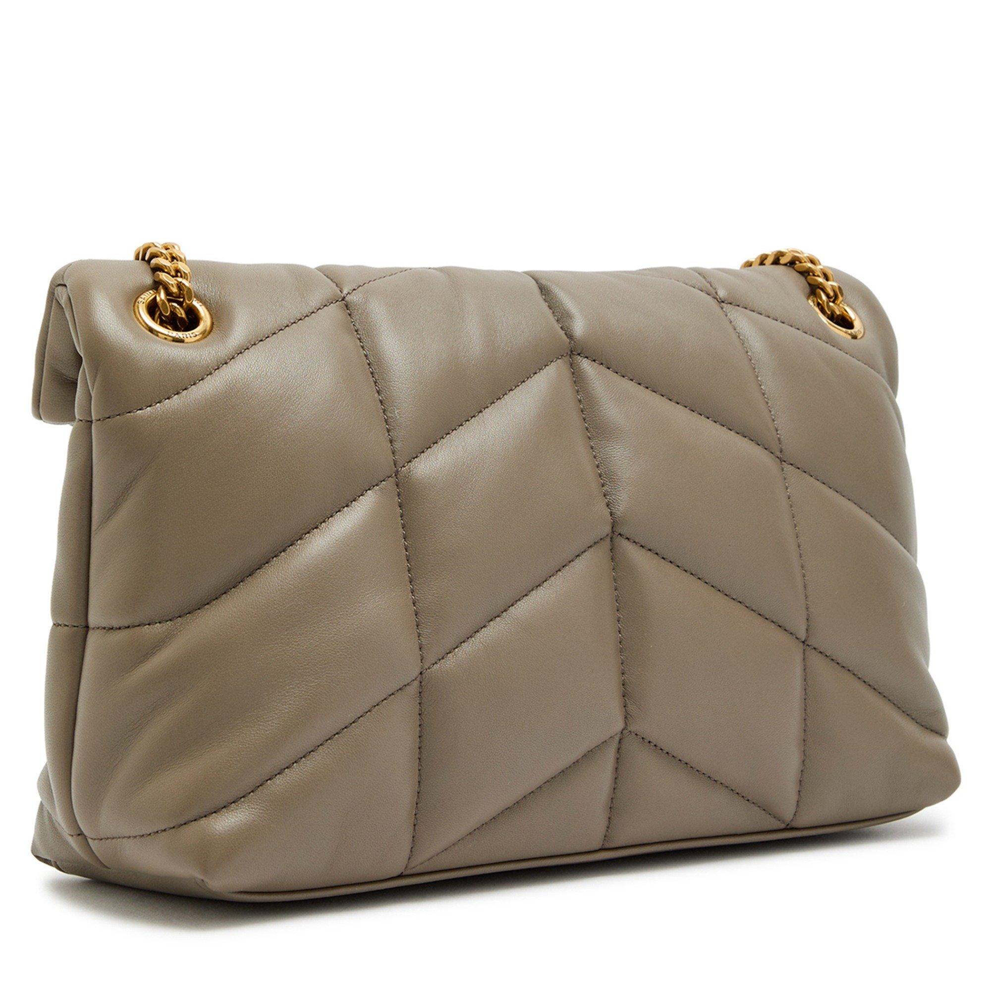 TAUPE - Saint Laurent - Women's Lou Puffer Small Leather Shoulder Bag - 2