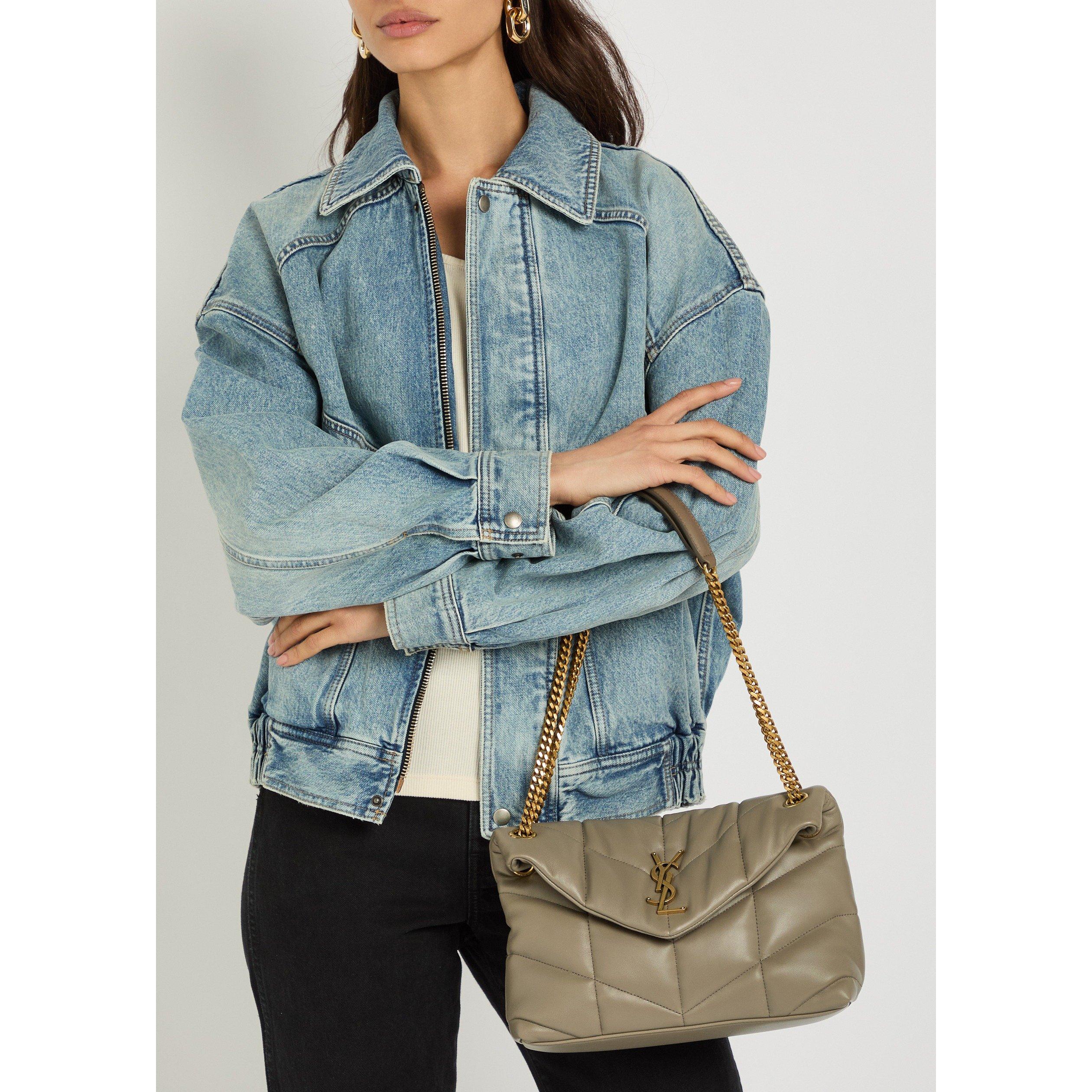 TAUPE - Saint Laurent - Women's Lou Puffer Small Leather Shoulder Bag - 3