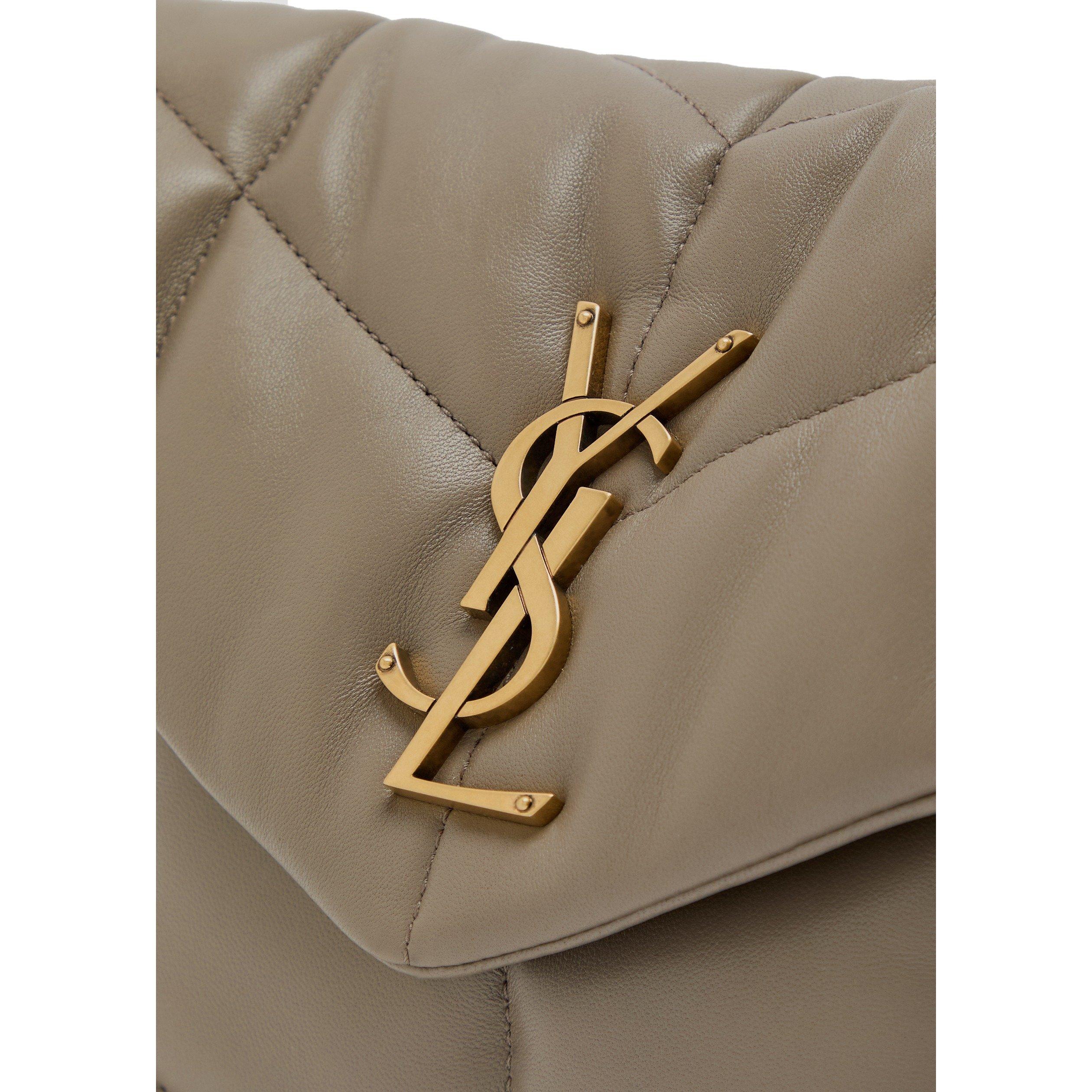 TAUPE - Saint Laurent - Women's Lou Puffer Small Leather Shoulder Bag - 4