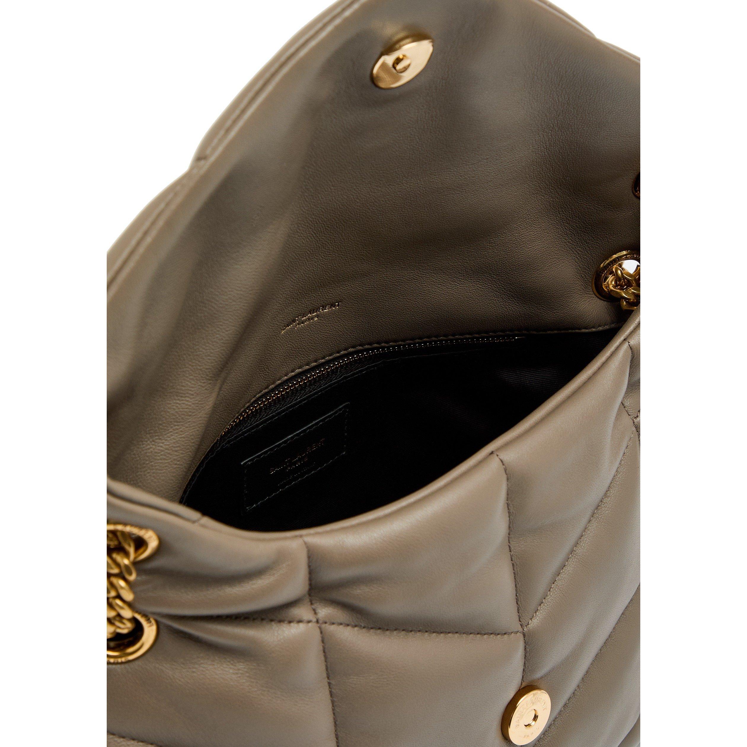 TAUPE - Saint Laurent - Women's Lou Puffer Small Leather Shoulder Bag - 5