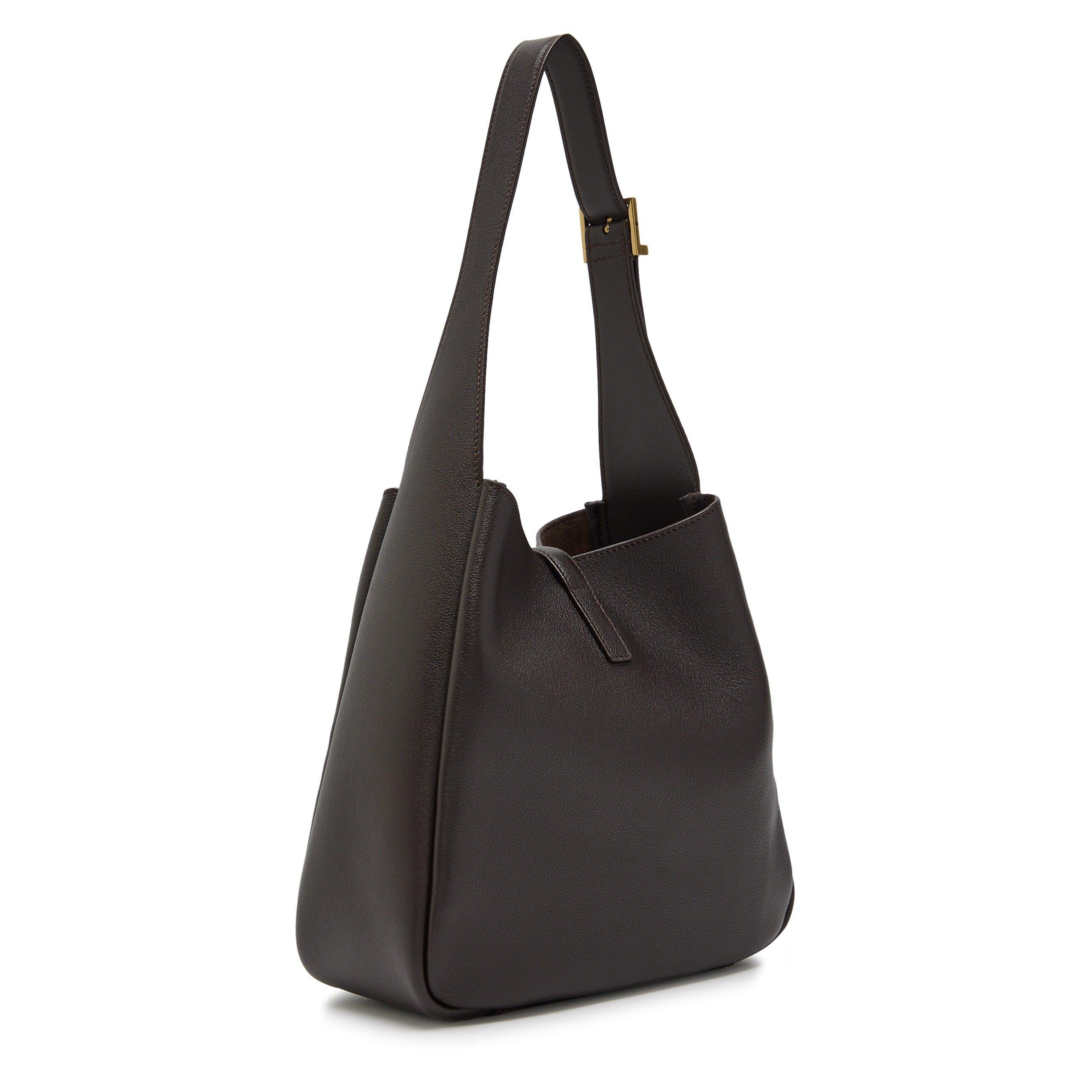 CHOCOLATE - Saint Laurent - Women's Le 5 À 7 Small Leather Hobo Bag - 2