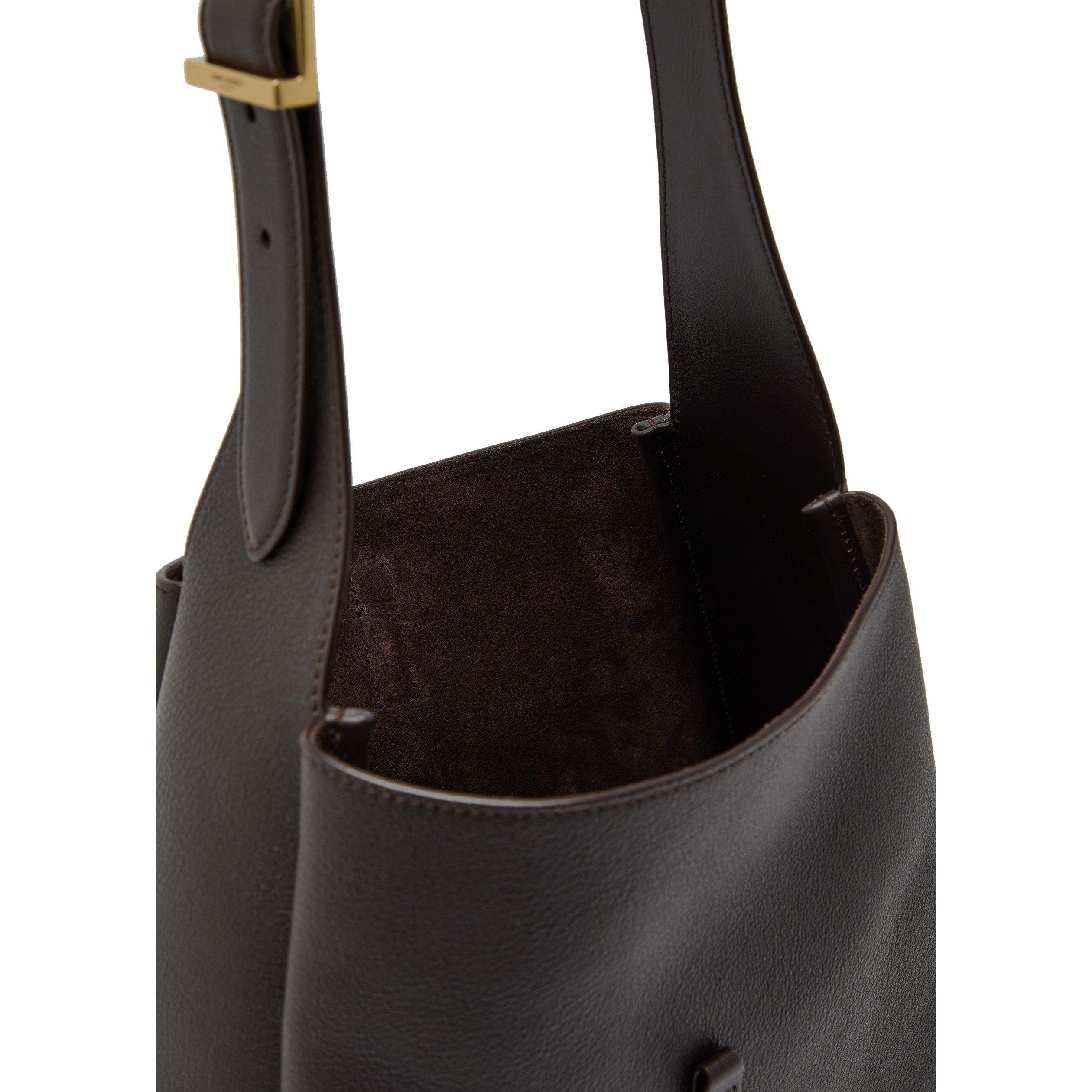 CHOCOLATE - Saint Laurent - Women's Le 5 À 7 Small Leather Hobo Bag - 5