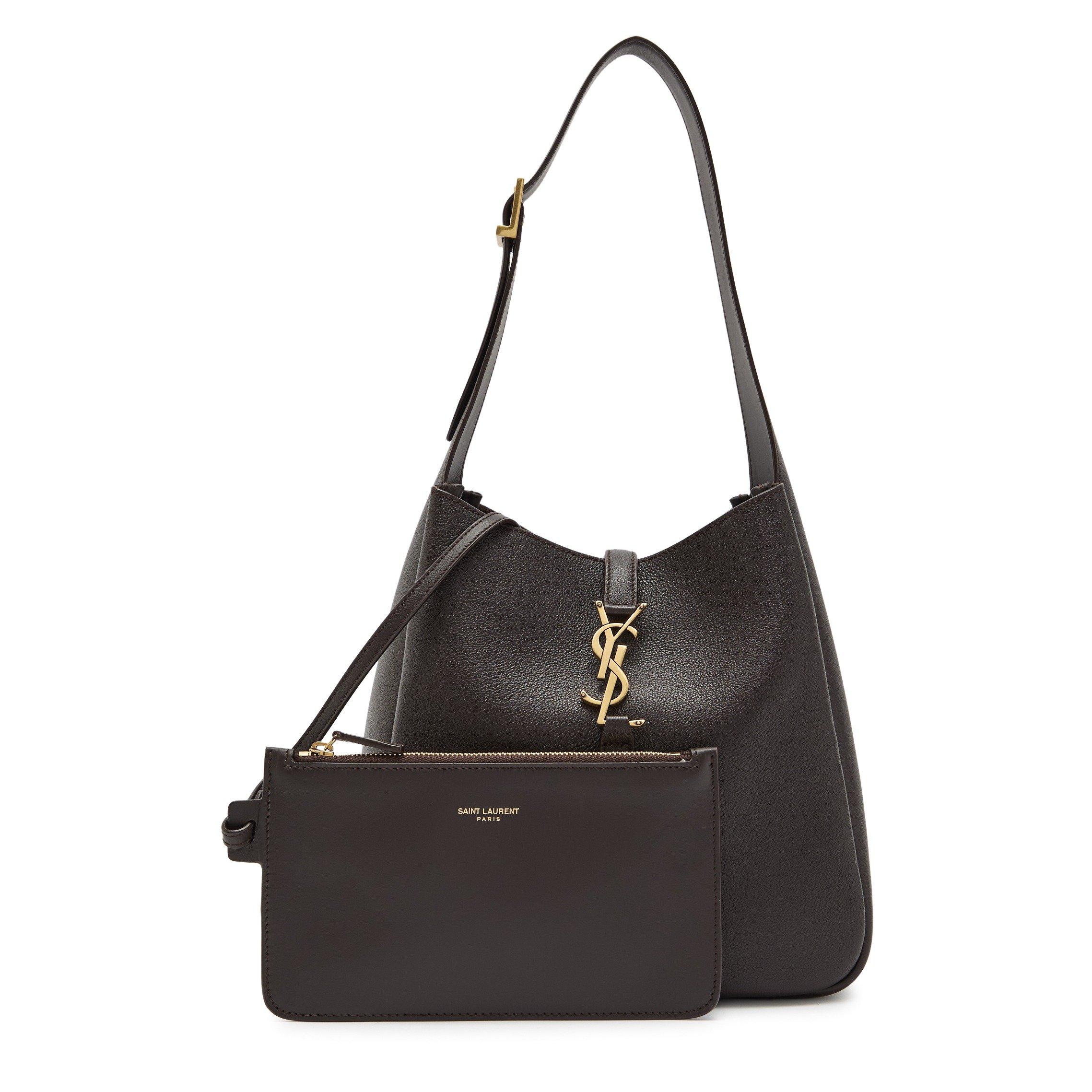 CHOCOLATE - Saint Laurent - Women's Le 5 À 7 Small Leather Hobo Bag - 6