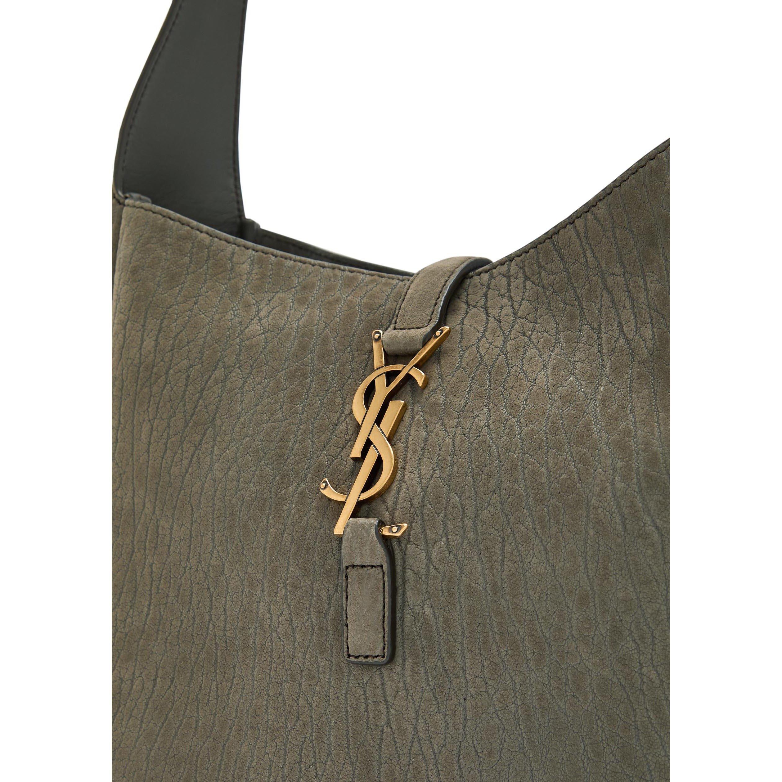 GREY - Saint Laurent - Women's Le 5à7 Small Suede Hobo Bag - 4