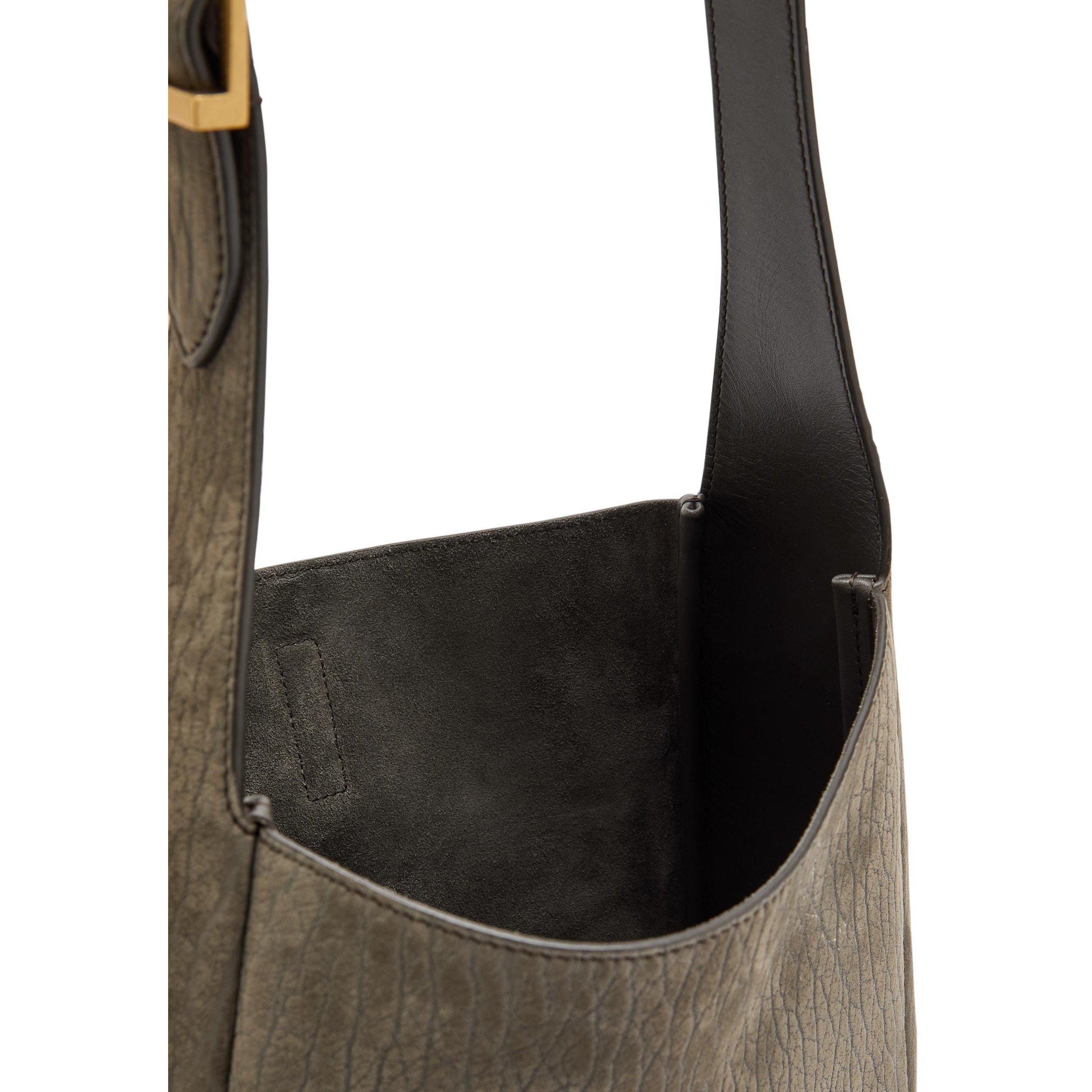 GREY - Saint Laurent - Women's Le 5à7 Small Suede Hobo Bag - 5