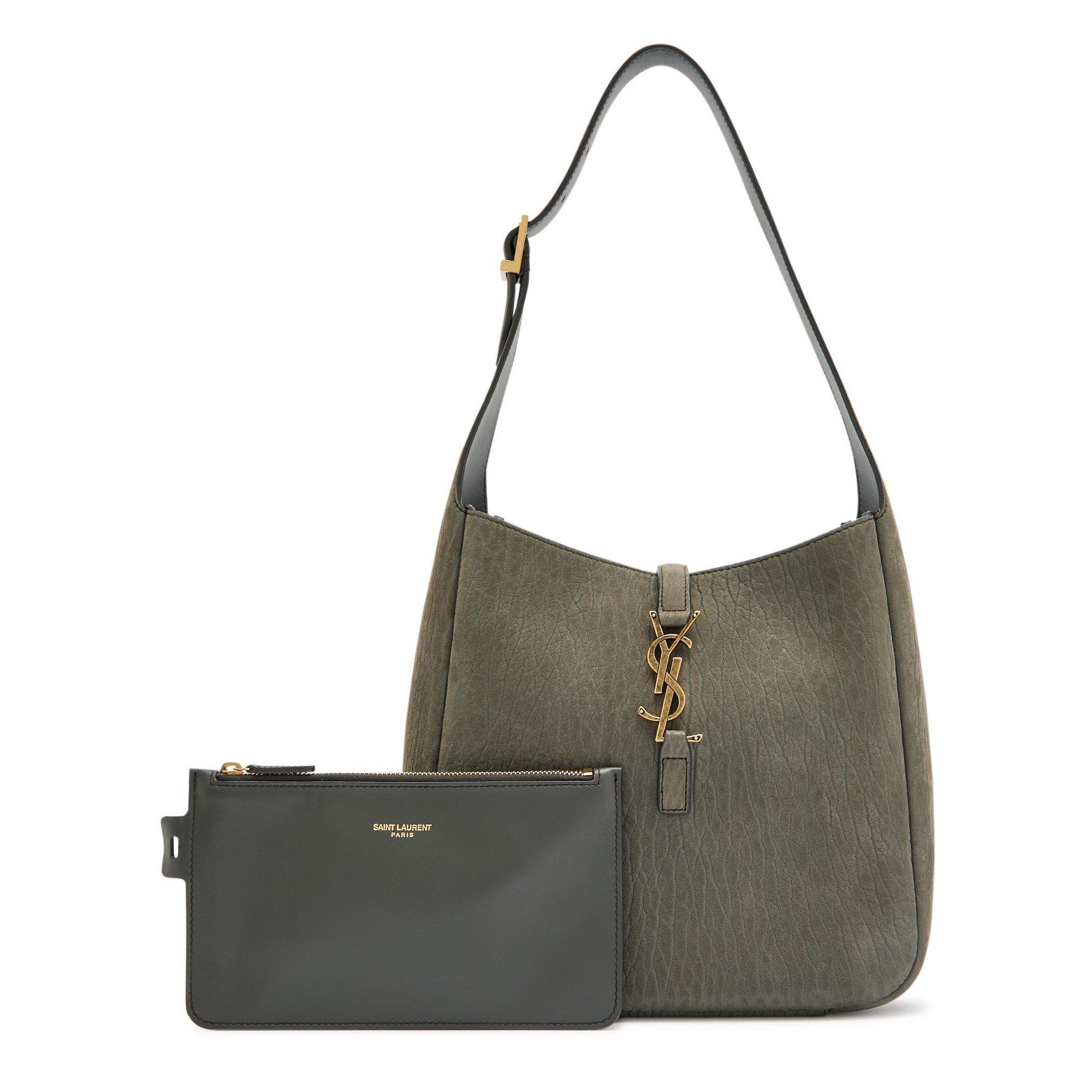 GREY - Saint Laurent - Women's Le 5à7 Small Suede Hobo Bag - 6