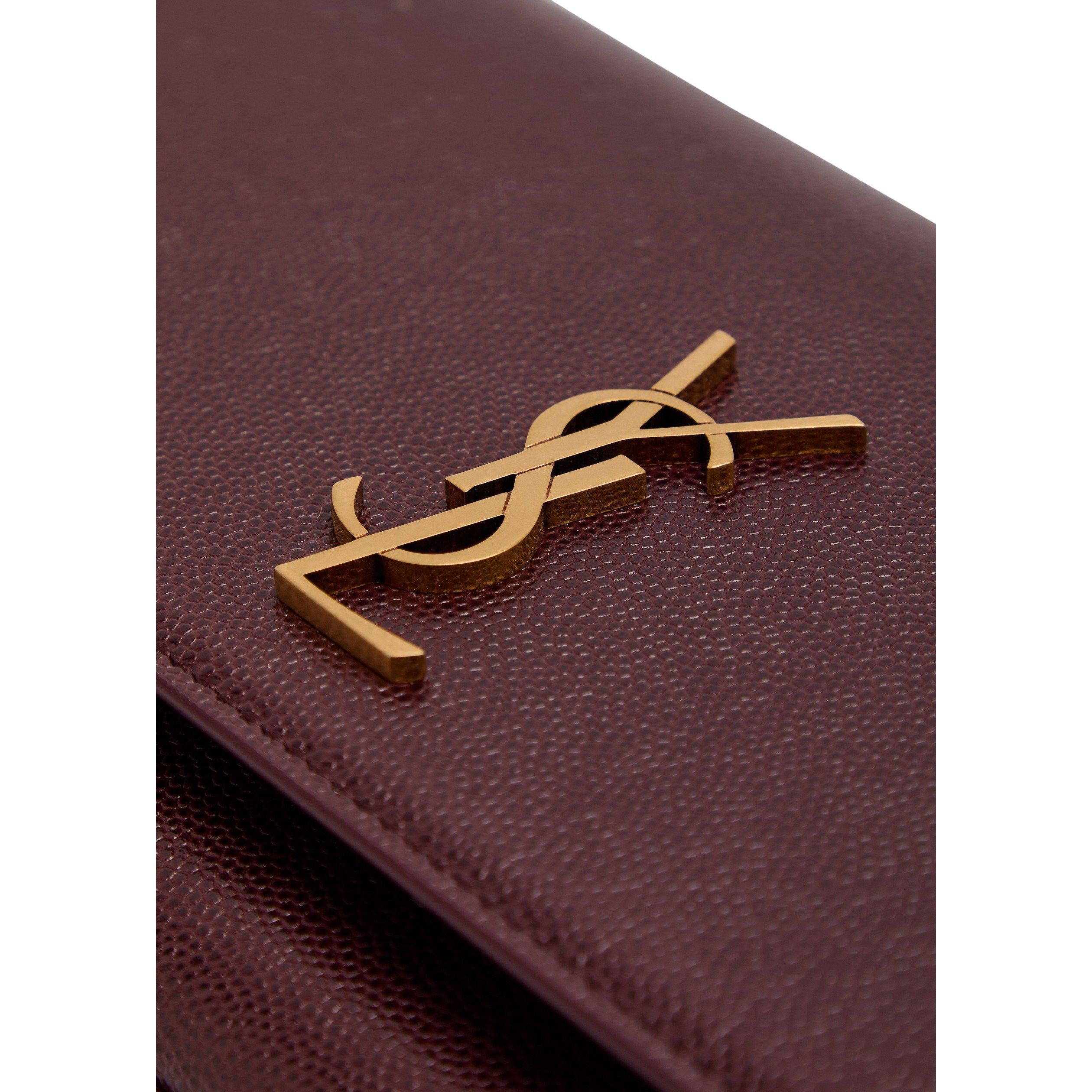BURGUNDY - Saint Laurent - Women's Kate Baguette Leather Chain Strap Bag - 4