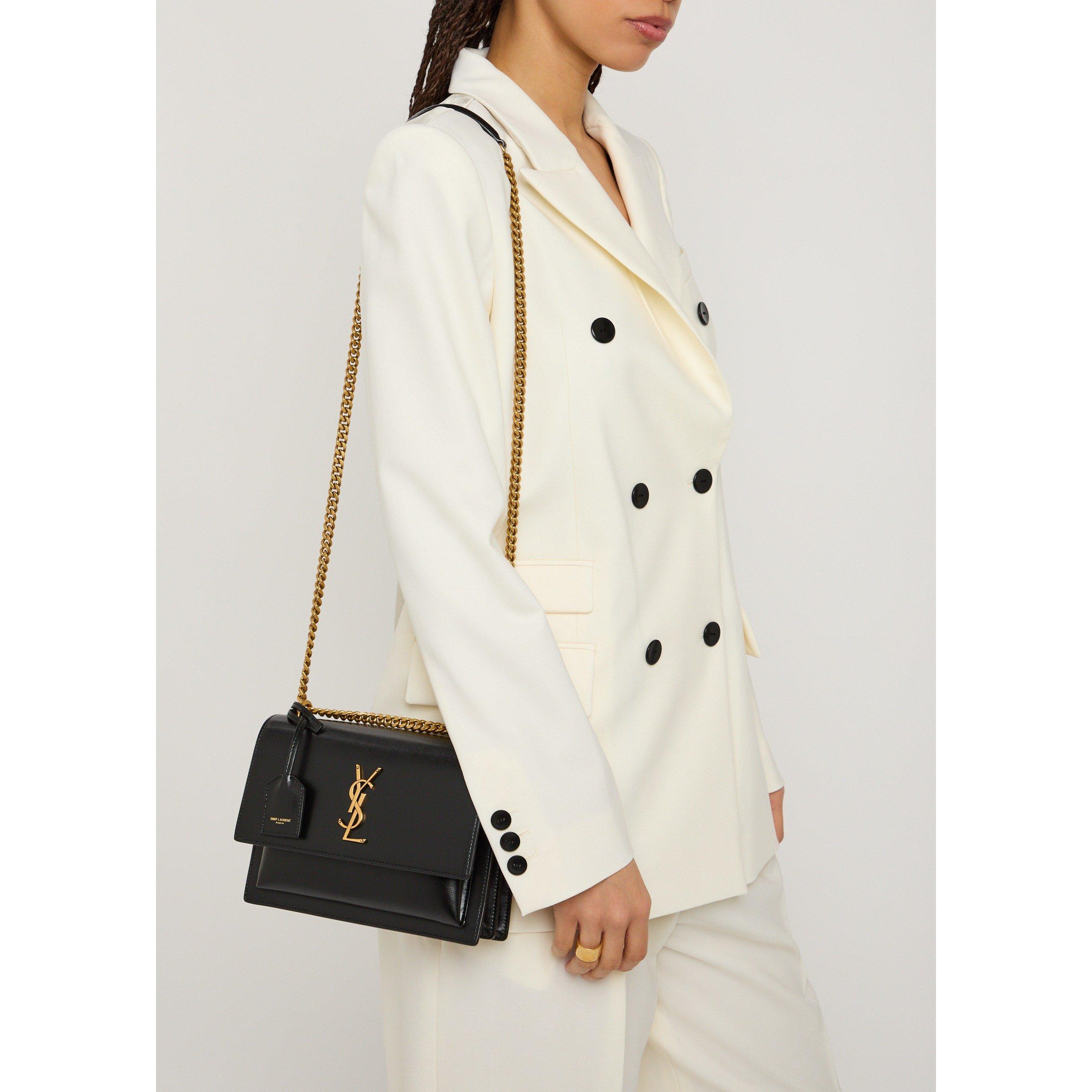 BLACK - Saint Laurent - Women's Sunset Leather Shoulder Bag - 6