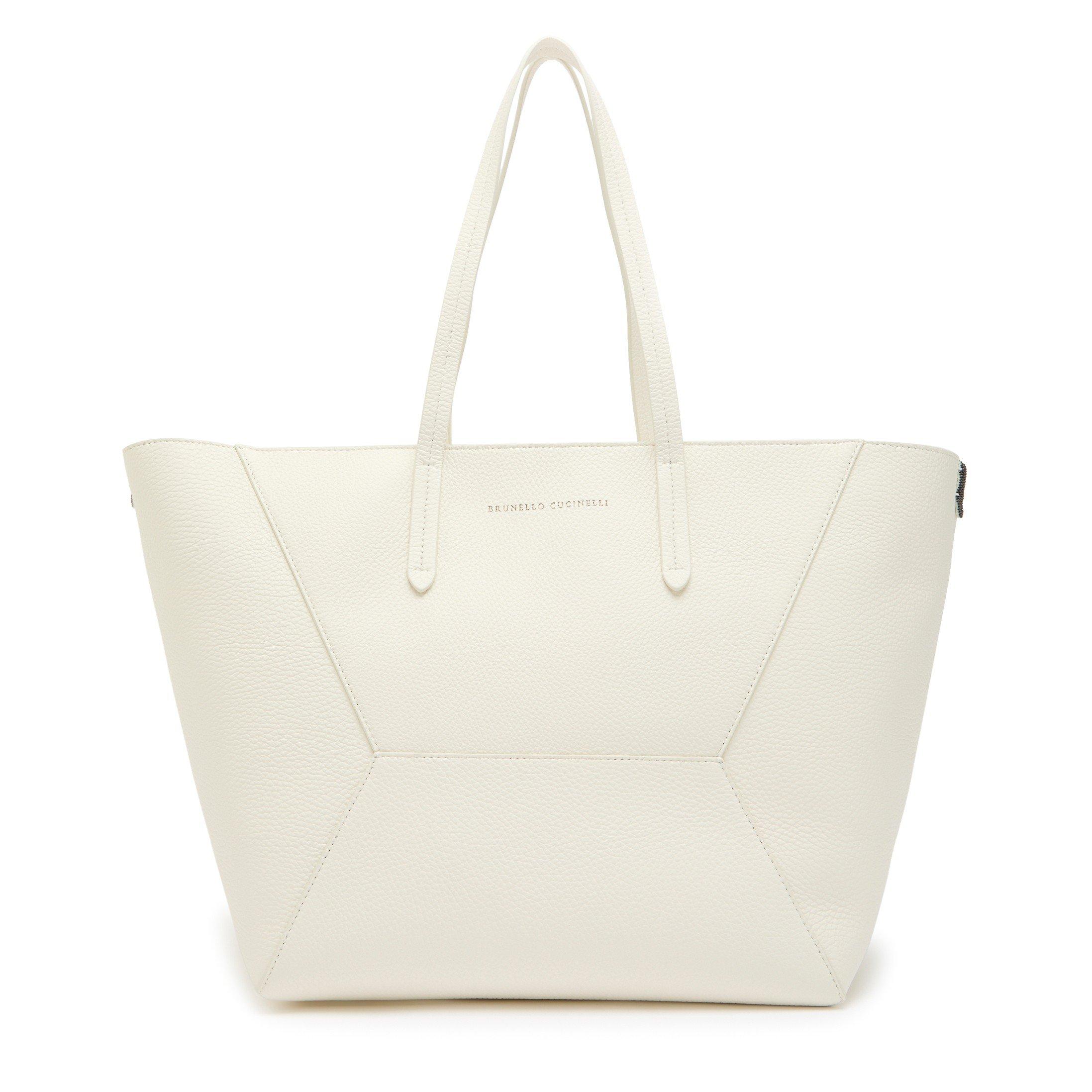 CREAM - Brunello Cucinelli - BEAD MED TOTE GRAIN - 1