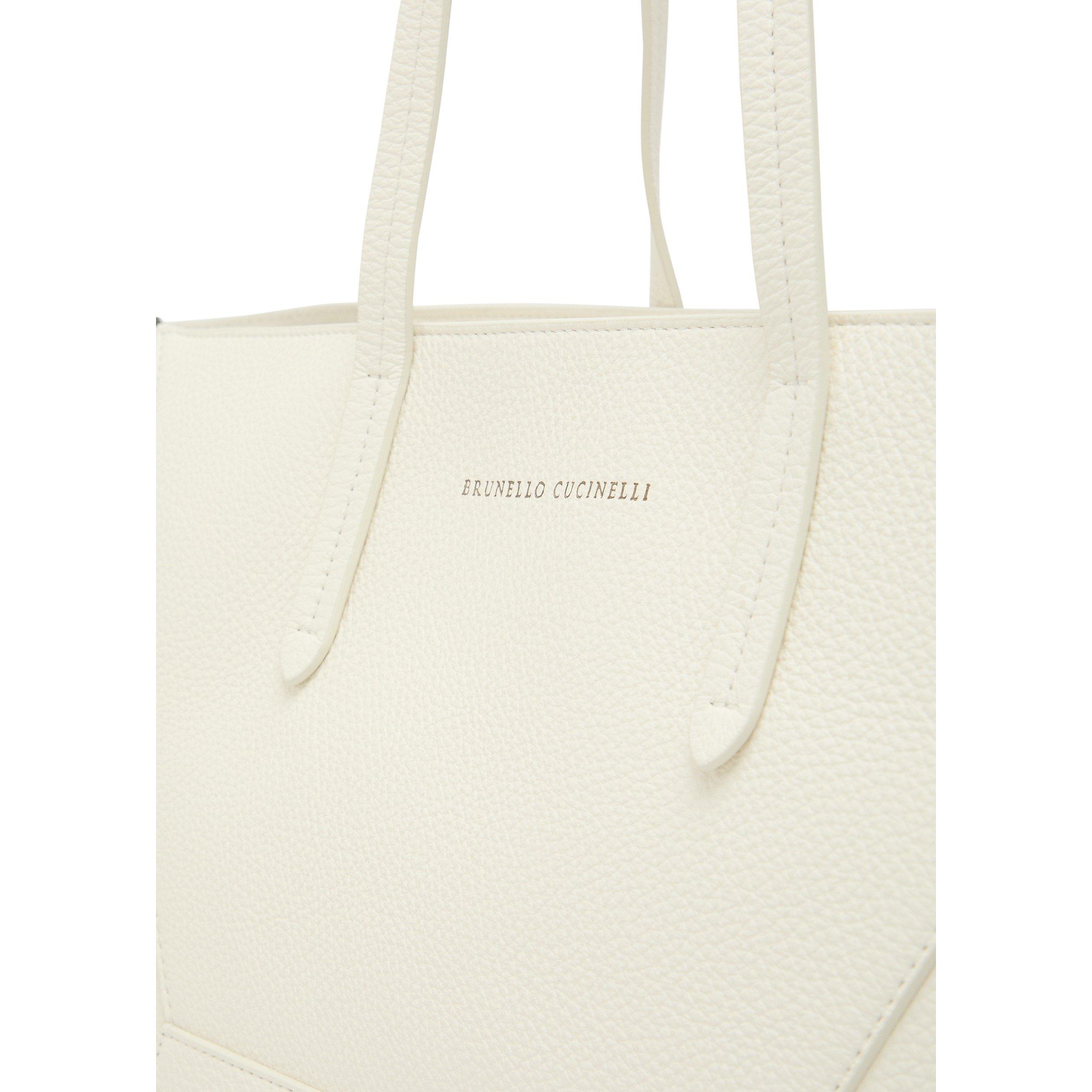 CREAM - Brunello Cucinelli - BEAD MED TOTE GRAIN - 4