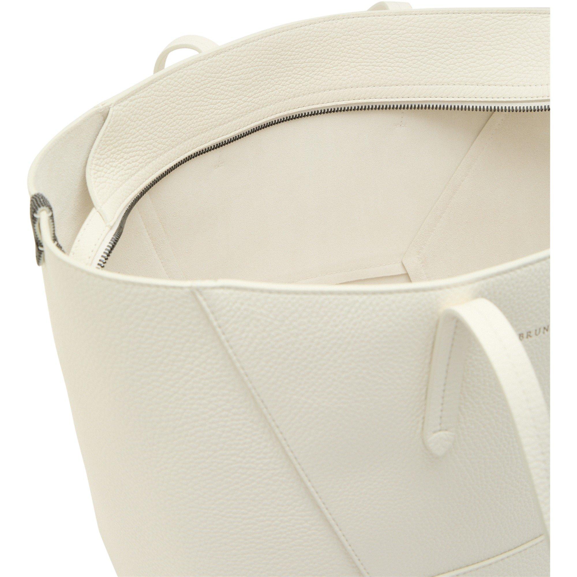 CREAM - Brunello Cucinelli - BEAD MED TOTE GRAIN - 5
