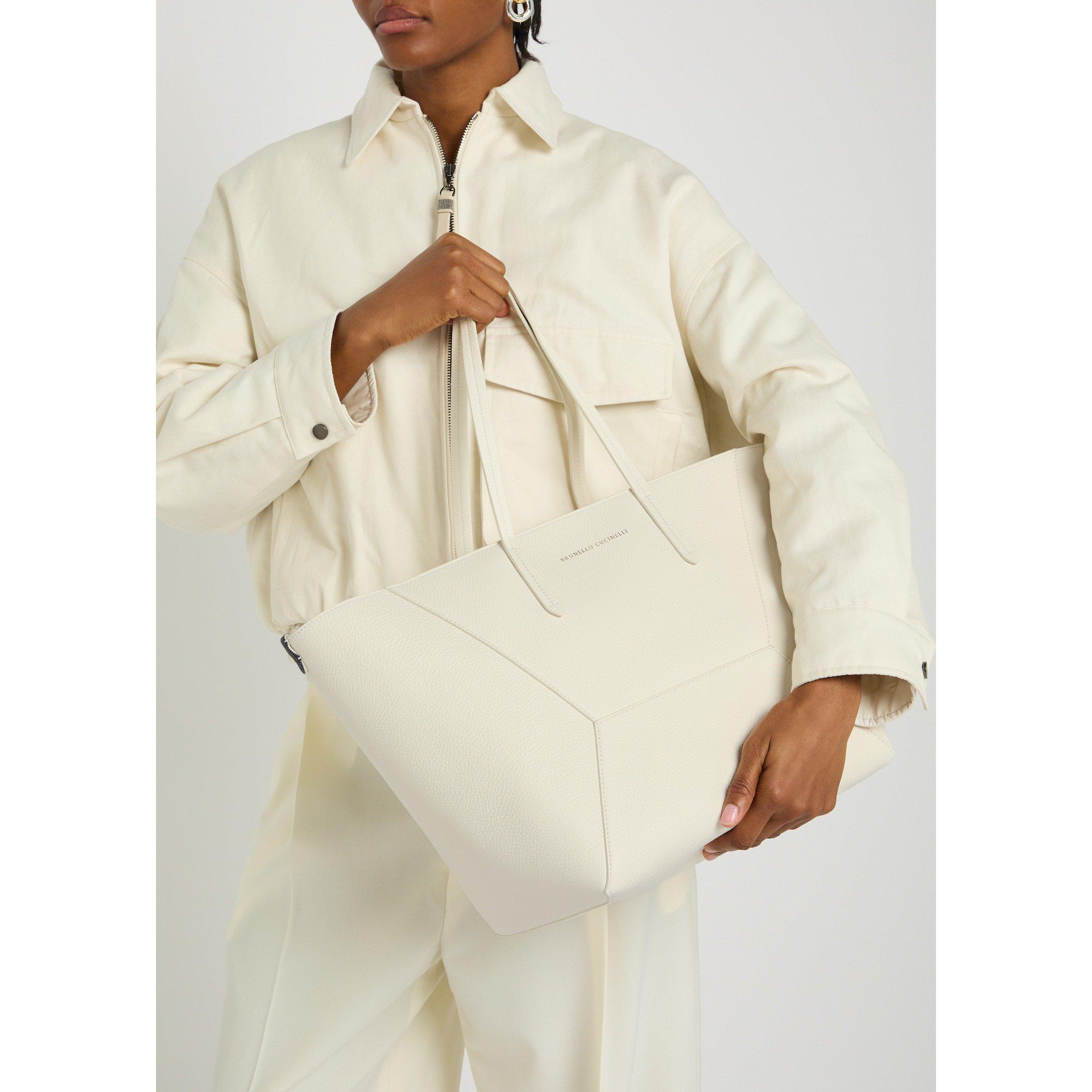 CREAM - Brunello Cucinelli - BEAD MED TOTE GRAIN - 7