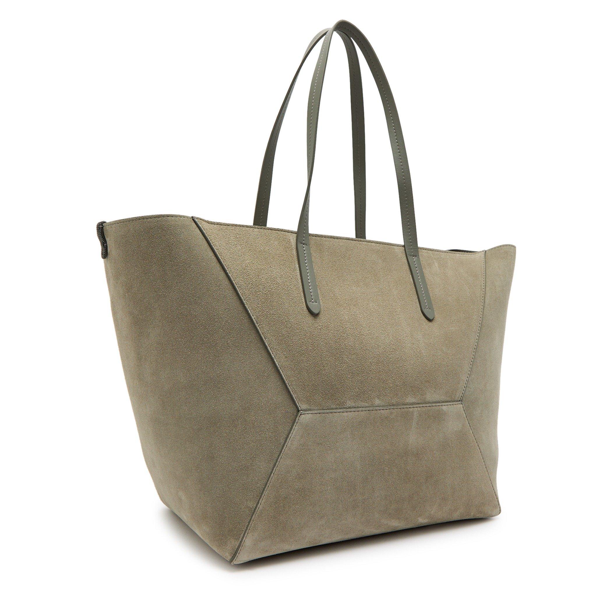 SAND - Brunello Cucinelli - Women's Suede Beaded Medium Tote Bag - 2