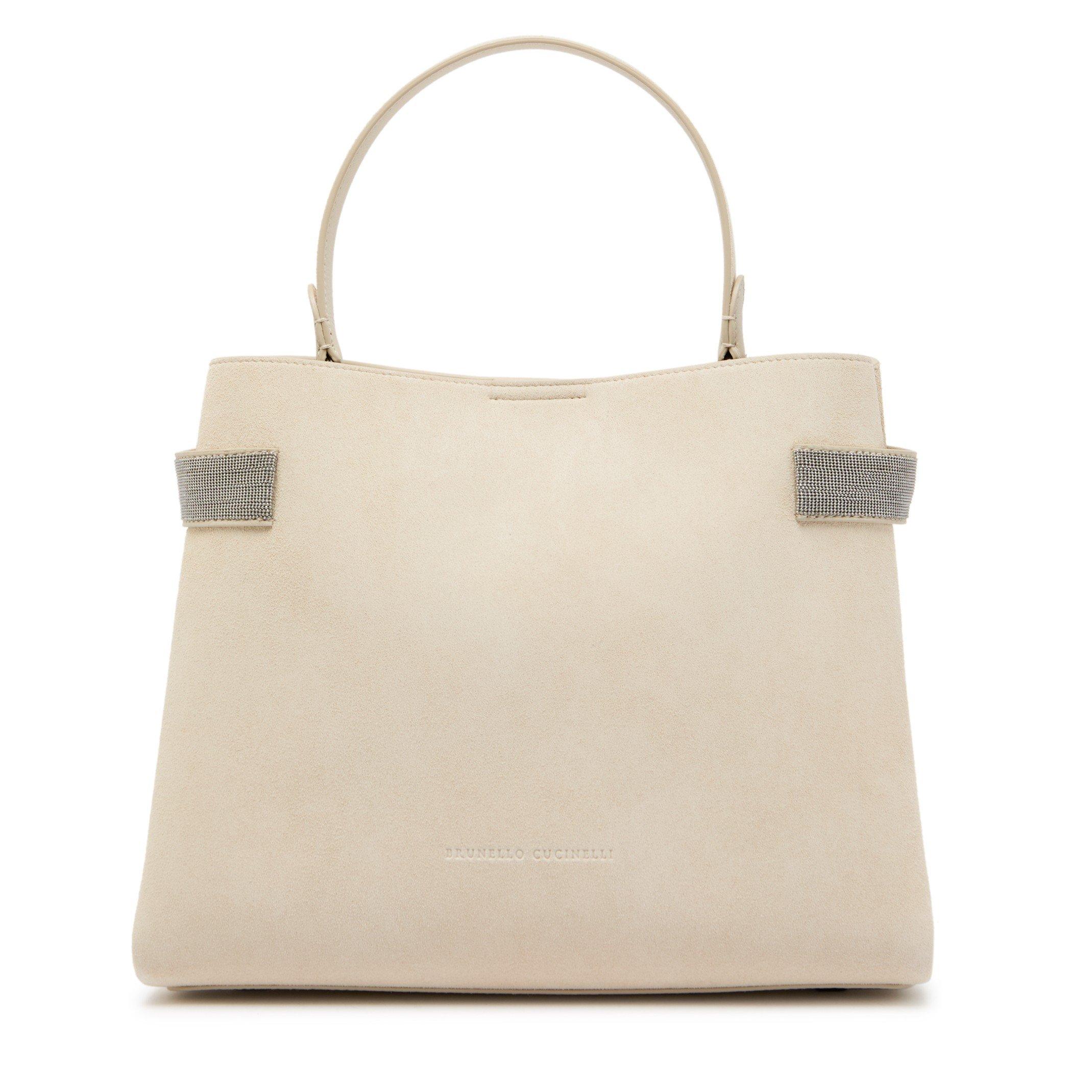 IVORY - Brunello Cucinelli - SOFTY VELOUR MED TOP HANDLE - 1