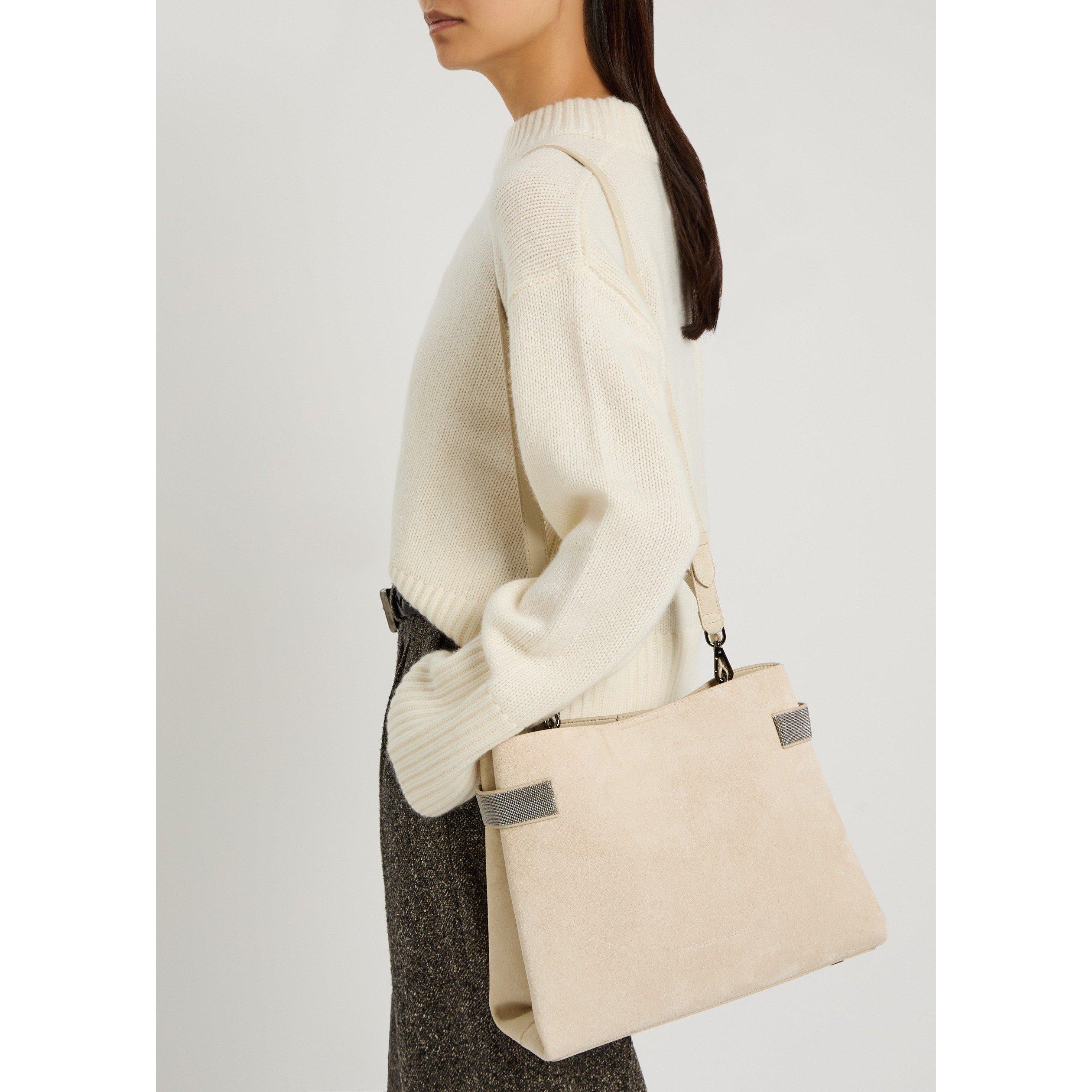 IVORY - Brunello Cucinelli - SOFTY VELOUR MED TOP HANDLE - 3