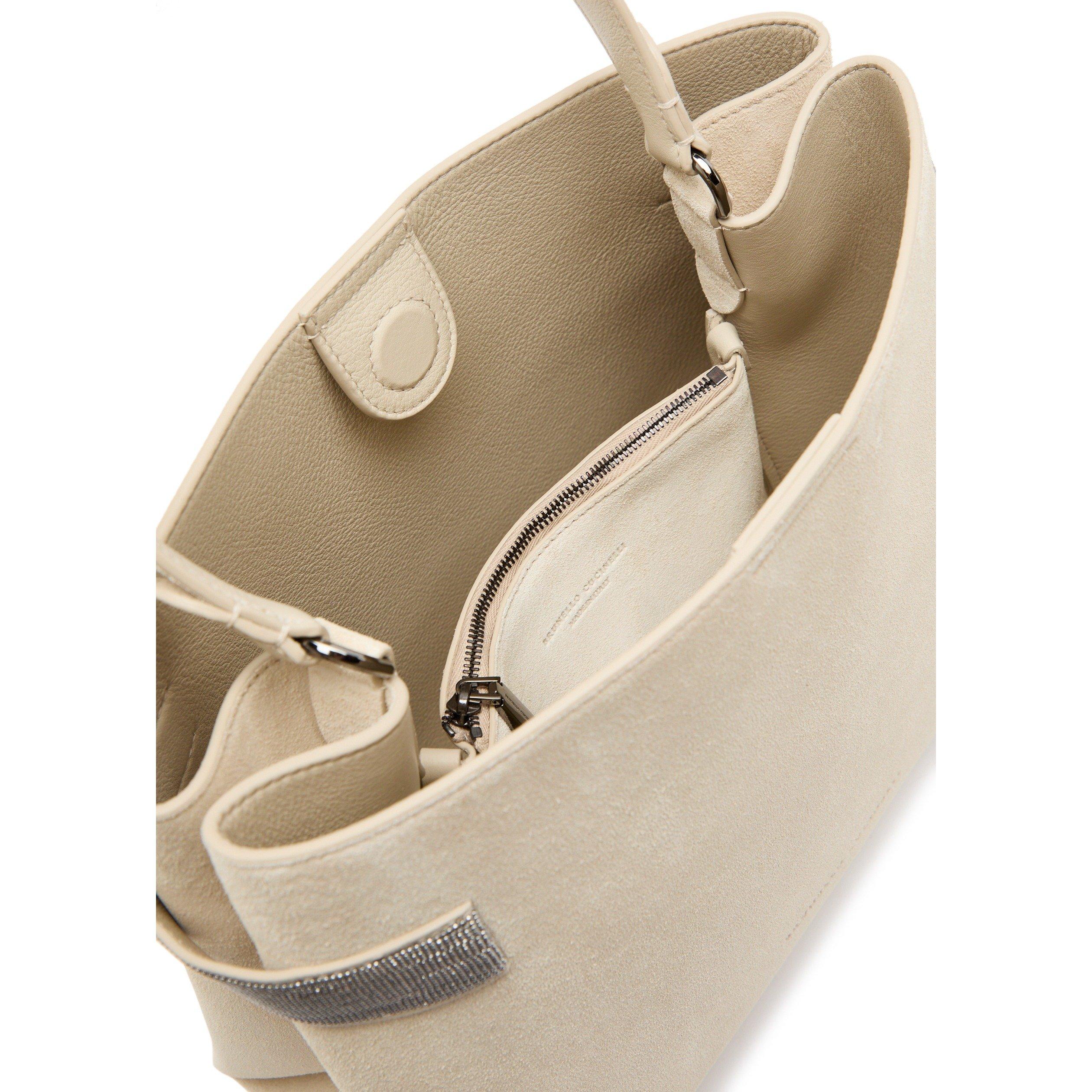 IVORY - Brunello Cucinelli - SOFTY VELOUR MED TOP HANDLE - 5