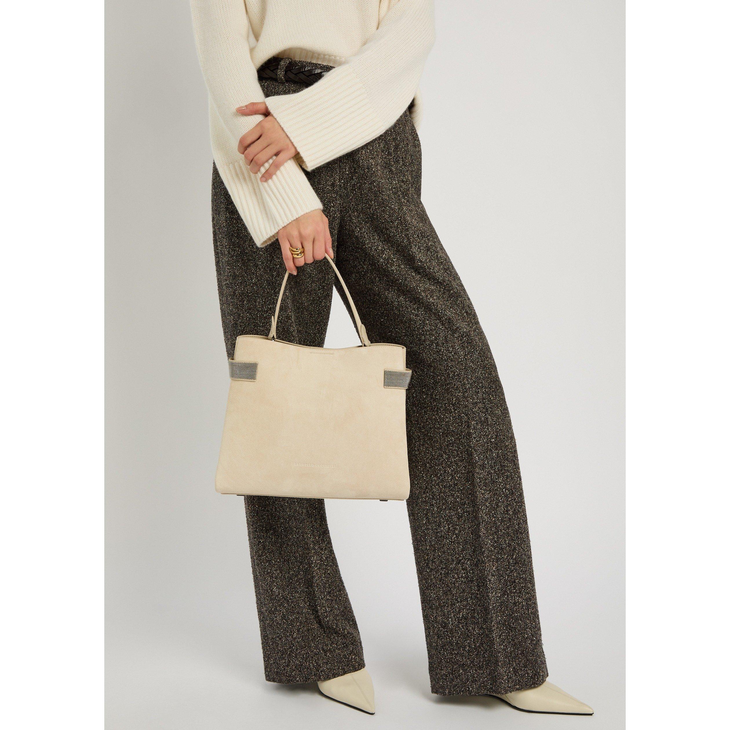 IVORY - Brunello Cucinelli - SOFTY VELOUR MED TOP HANDLE - 6