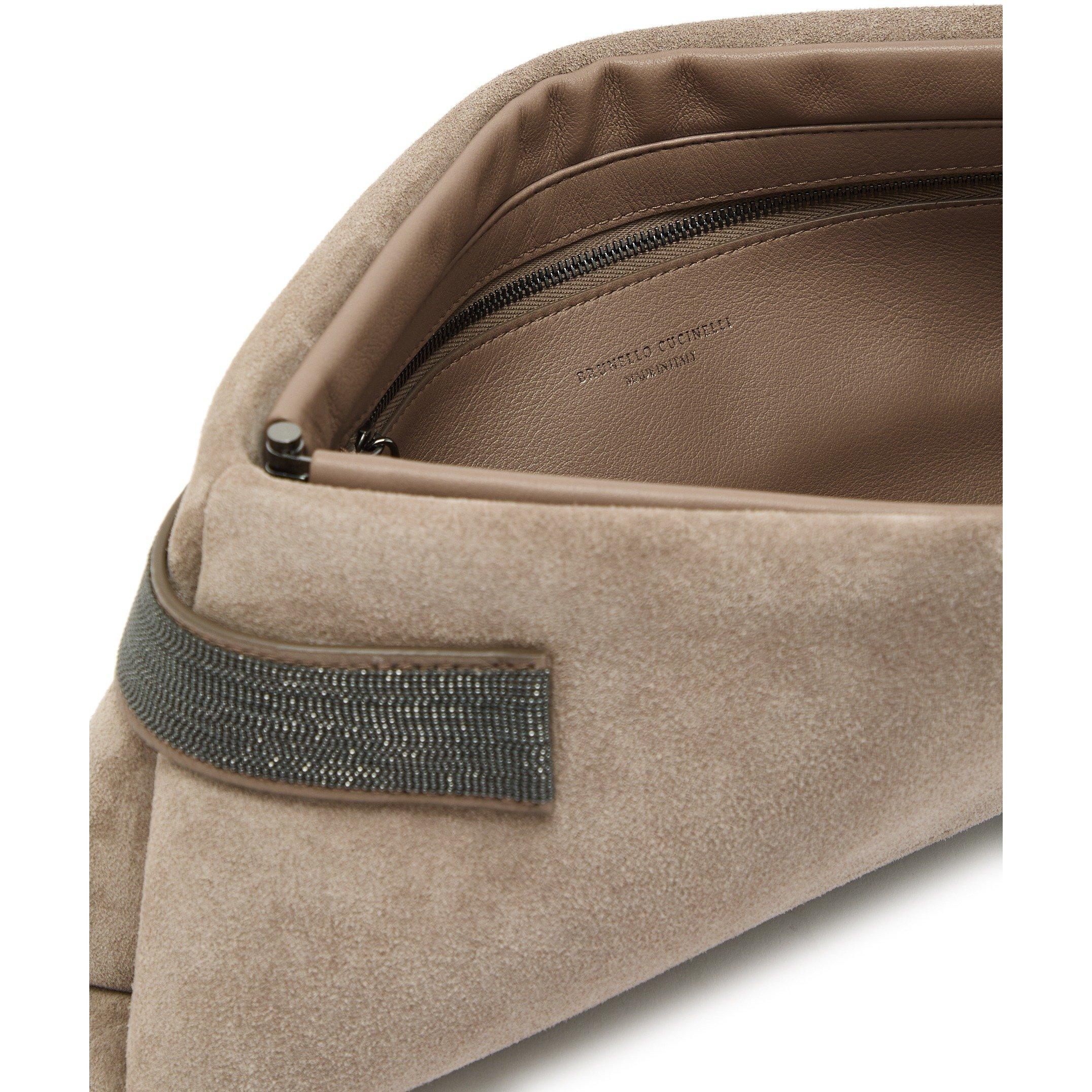 SAND - Brunello Cucinelli - BEAD SUEDE EMBELISHED CLUTCH - 5