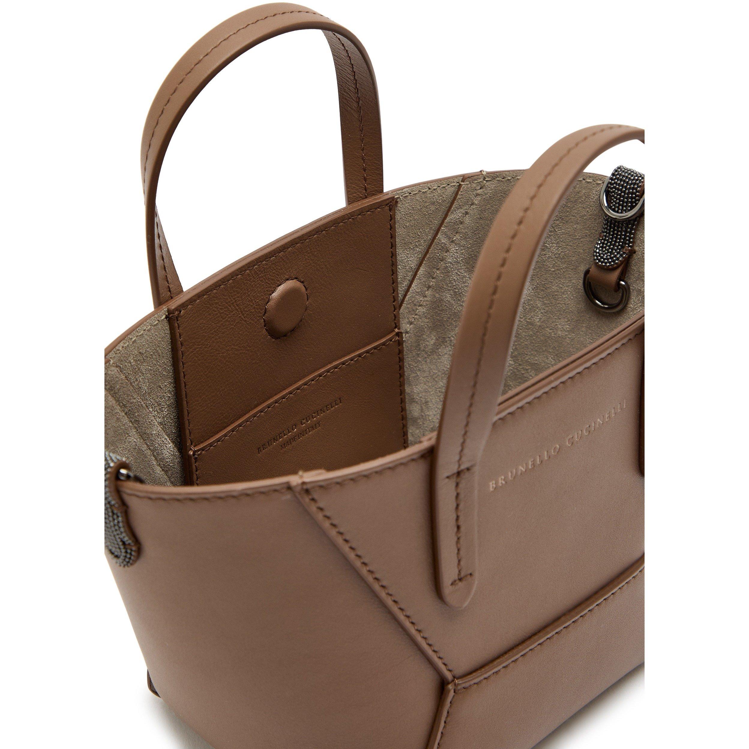 BROWN - Brunello Cucinelli - BEAD MINI TOTE - 5