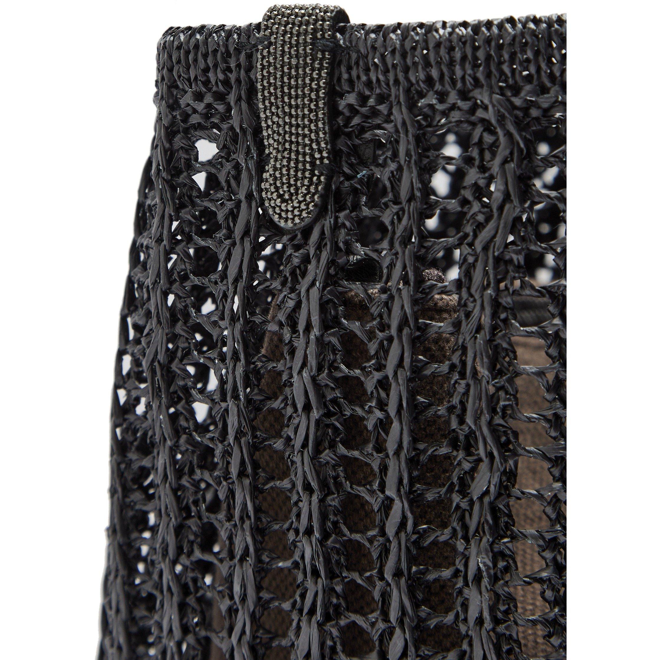 BLACK - Brunello Cucinelli - Women's Medium Straw Tote - 4
