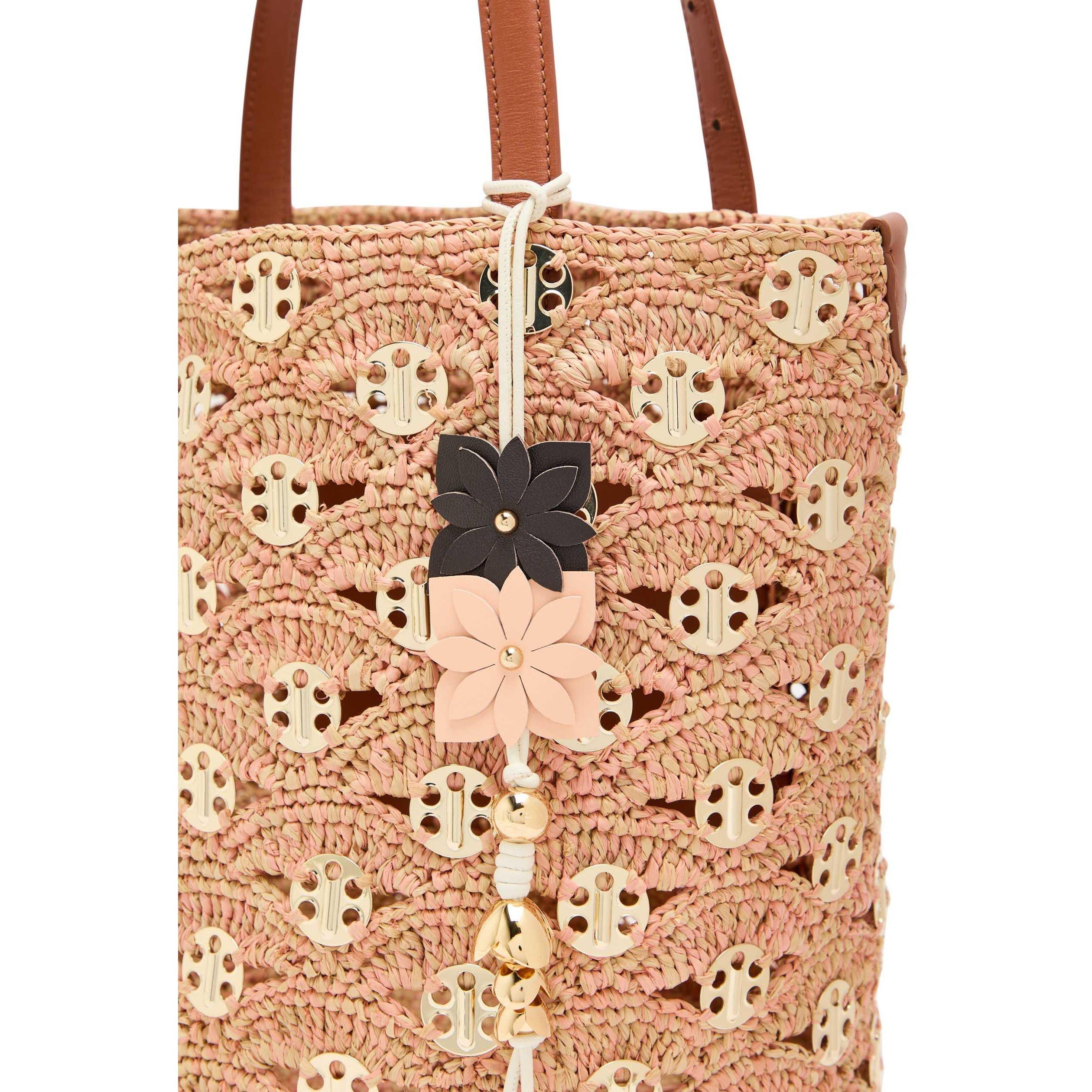 PEACH - Rabanne - RAFFIA DISC BUCKET TOTE - 4