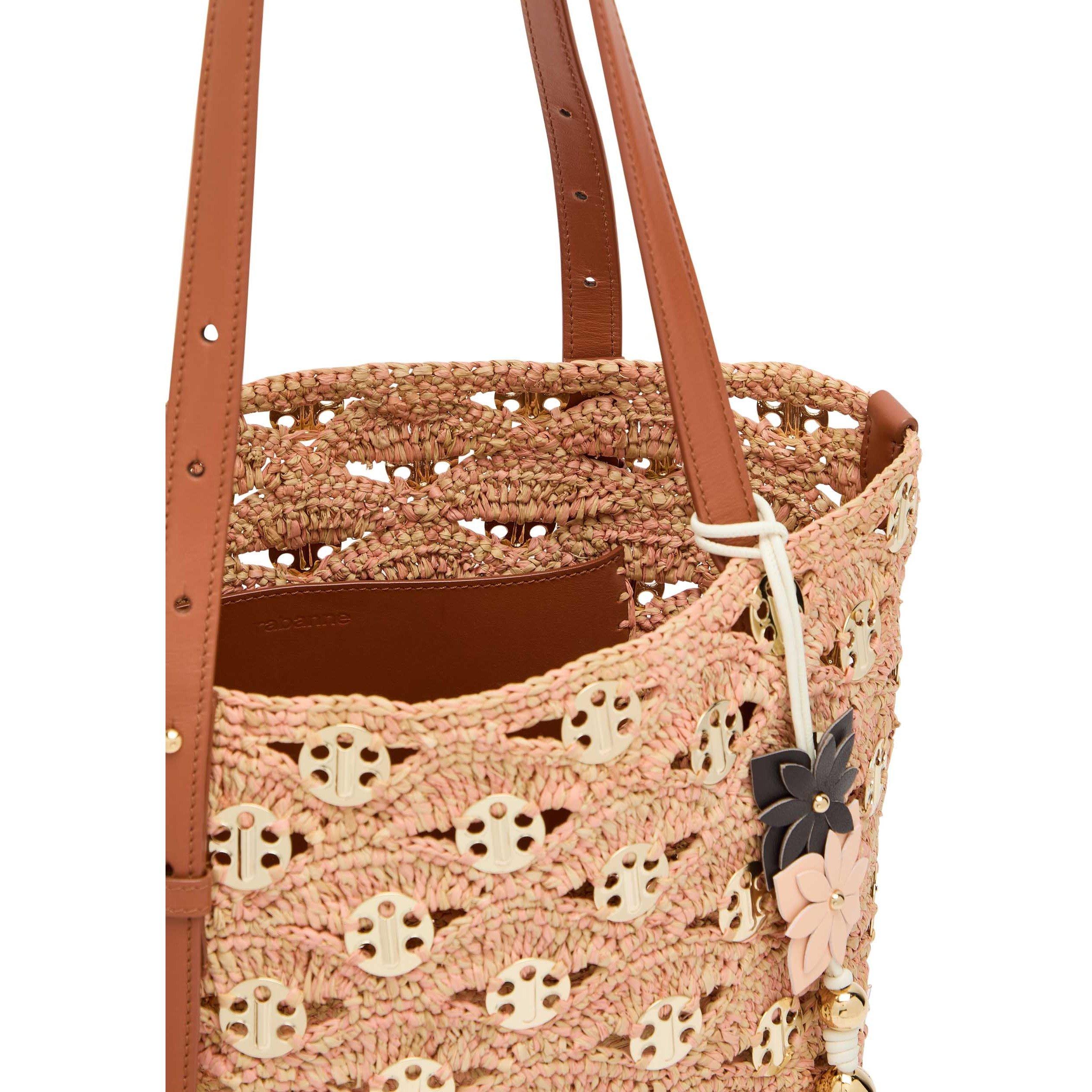PEACH - Rabanne - RAFFIA DISC BUCKET TOTE - 5